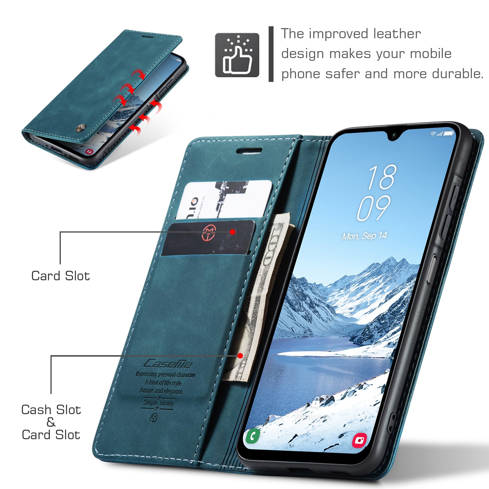 Slim Portemonnaie-Hülle Samsung Galaxy A17 Blau