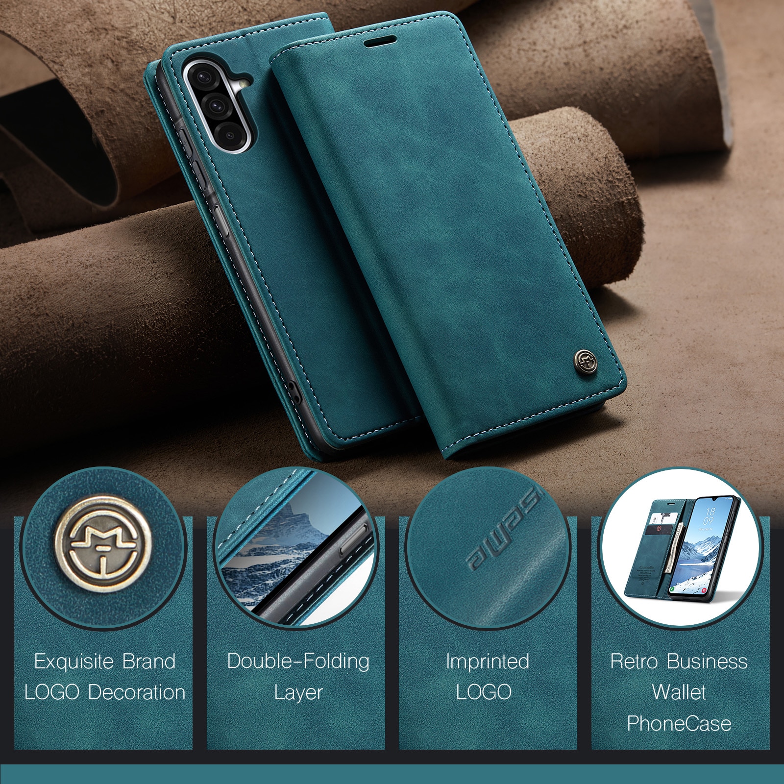 Slim Portemonnaie-Hülle Samsung Galaxy A17 Blau