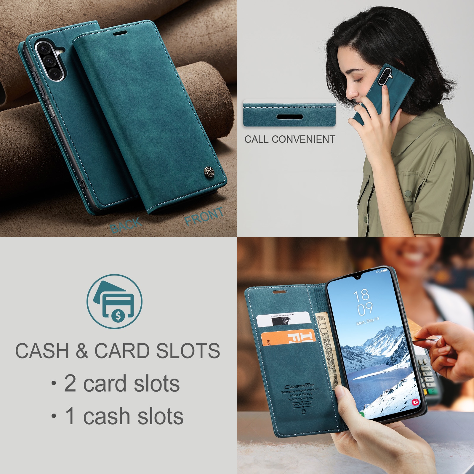 Slim Portemonnaie-Hülle Samsung Galaxy A17 Blau