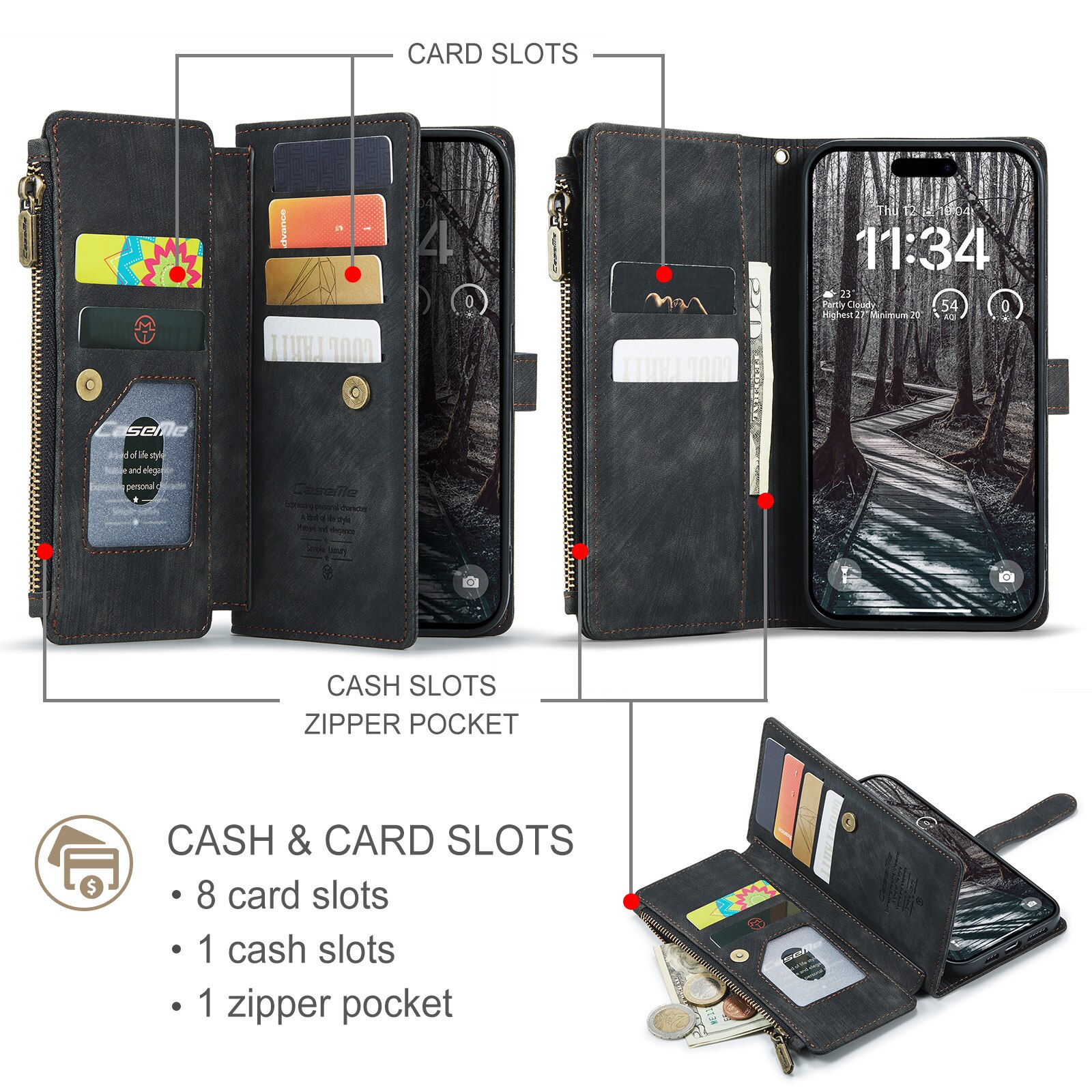 Multi-slot Portemonnaie-Hülle iPhone 17 Pro Grau