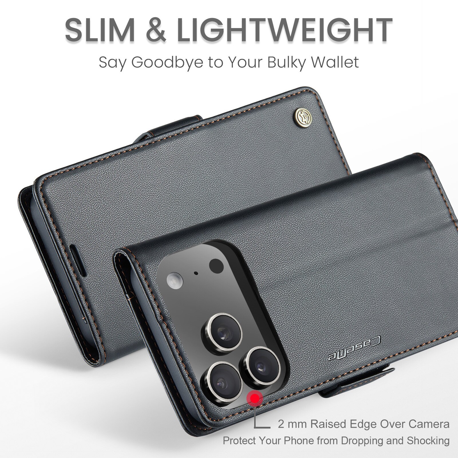 RFID-geschützte Slim Portemonnaie-Hülle iPhone 17 Pro Schwarz