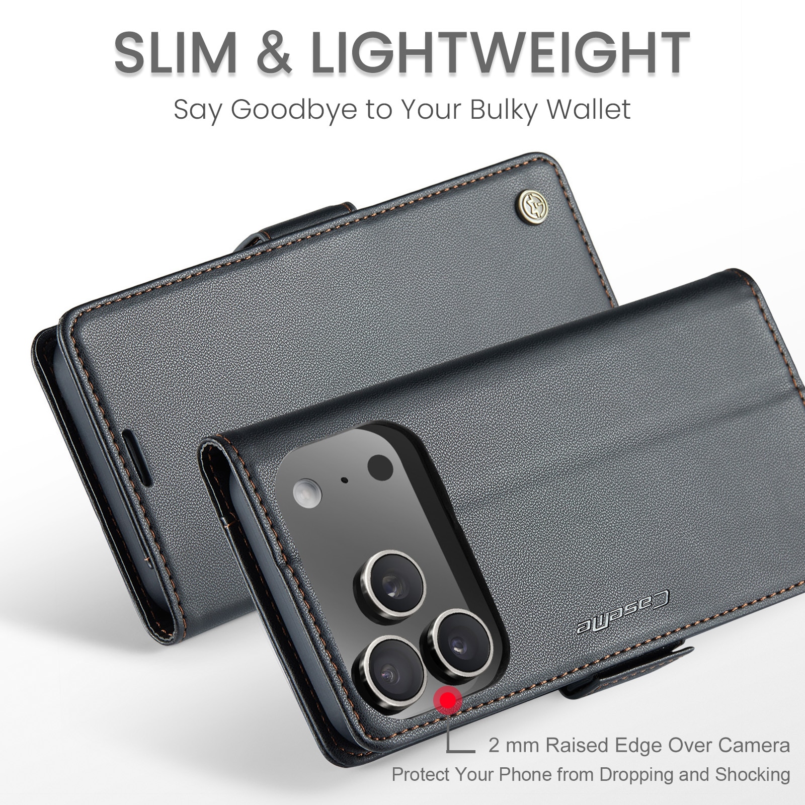 RFID-geschützte Slim Portemonnaie-Hülle iPhone 17 Pro Max Schwarz