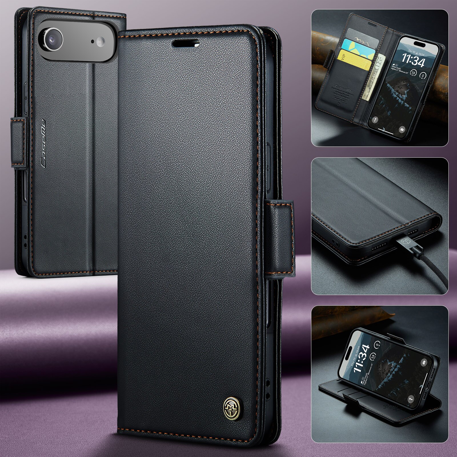 RFID-geschützte Slim Portemonnaie-Hülle iPhone 17 Air Schwarz