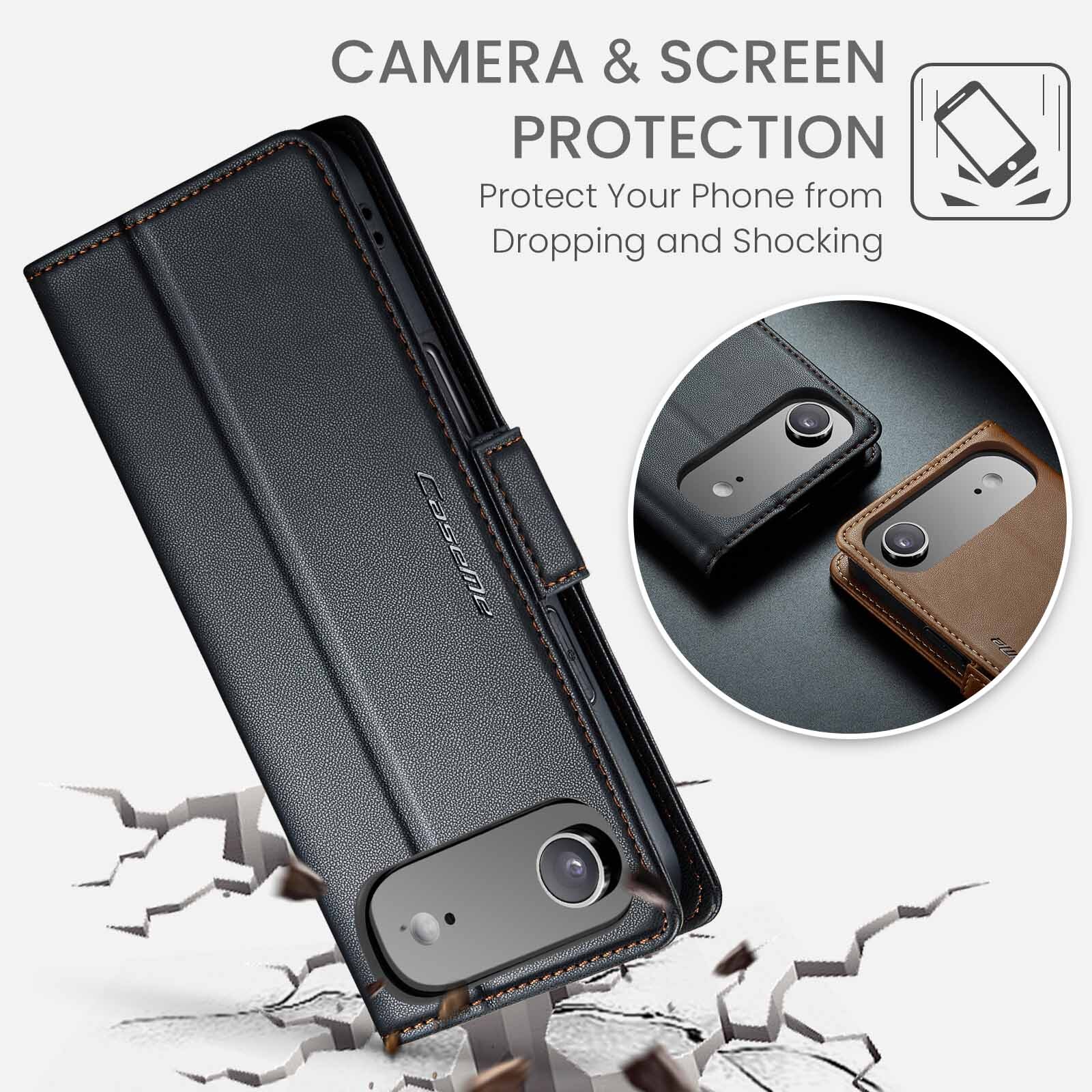 RFID-geschützte Slim Portemonnaie-Hülle iPhone 17 Air Schwarz