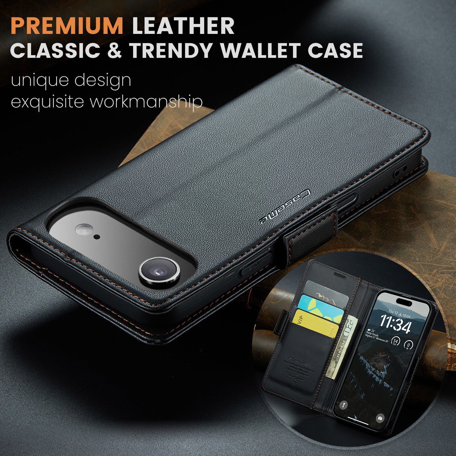 RFID-geschützte Slim Portemonnaie-Hülle iPhone 17 Air Schwarz