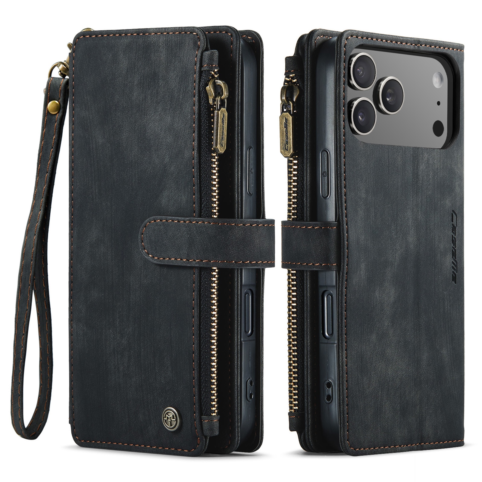 Zipper Portemonnaie-Hülle iPhone 17 Pro Max Schwarz