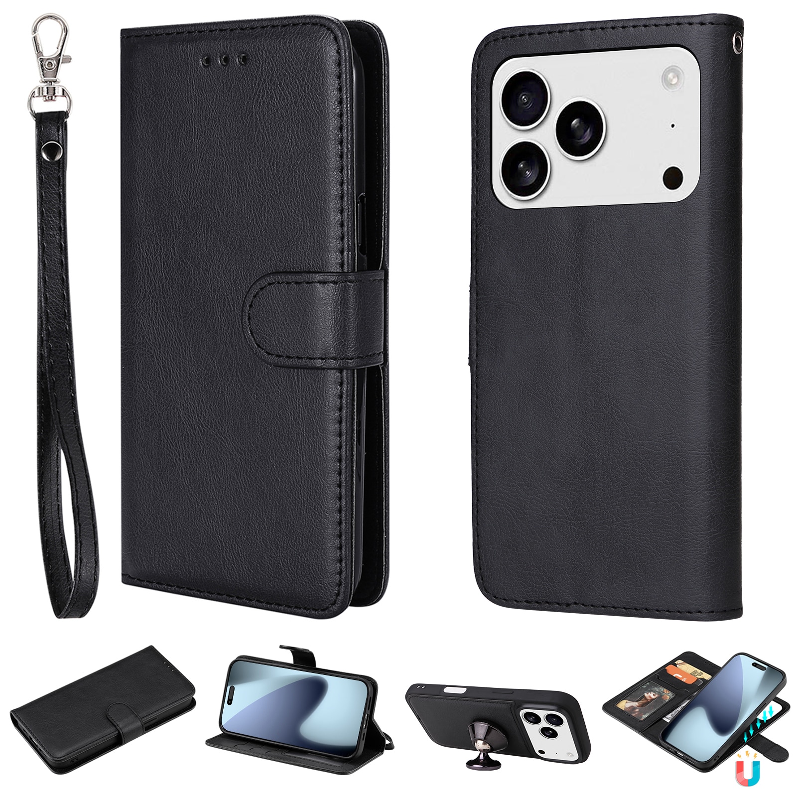 iPhone 17 Pro Magnetische Handytasche Schwarz
