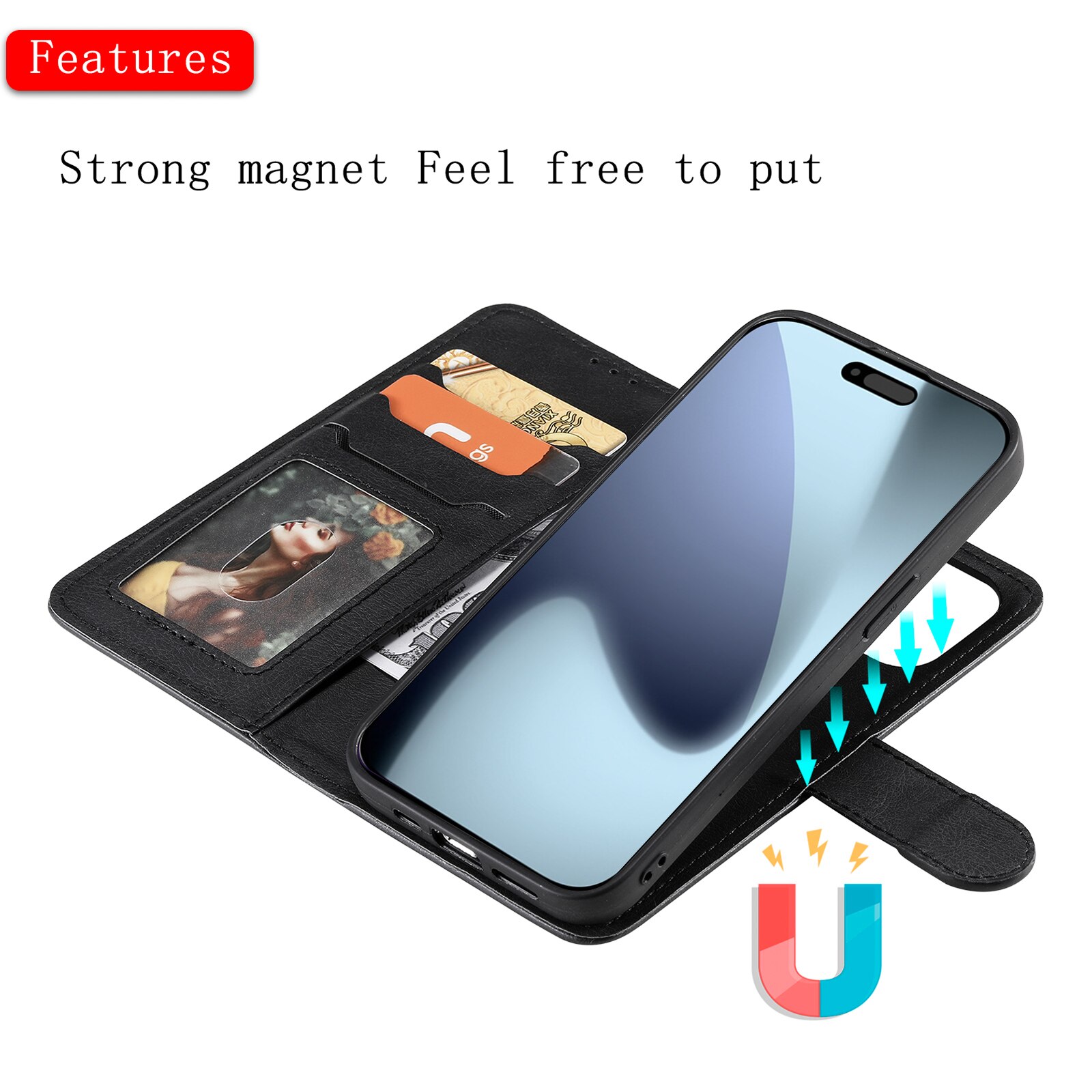 iPhone 17 Pro Magnetische Handytasche Schwarz