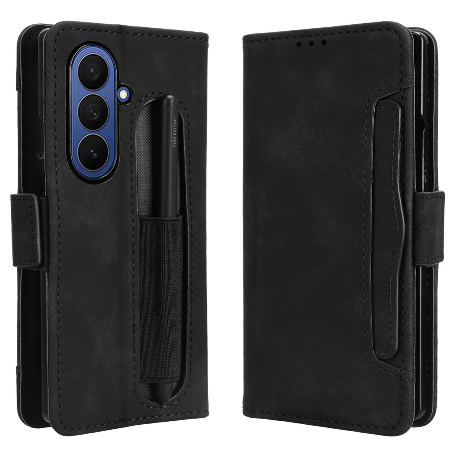 Samsung Galaxy Z Fold 7 Multi Portemonnaie-Hülle mit Stifthalter schwarz