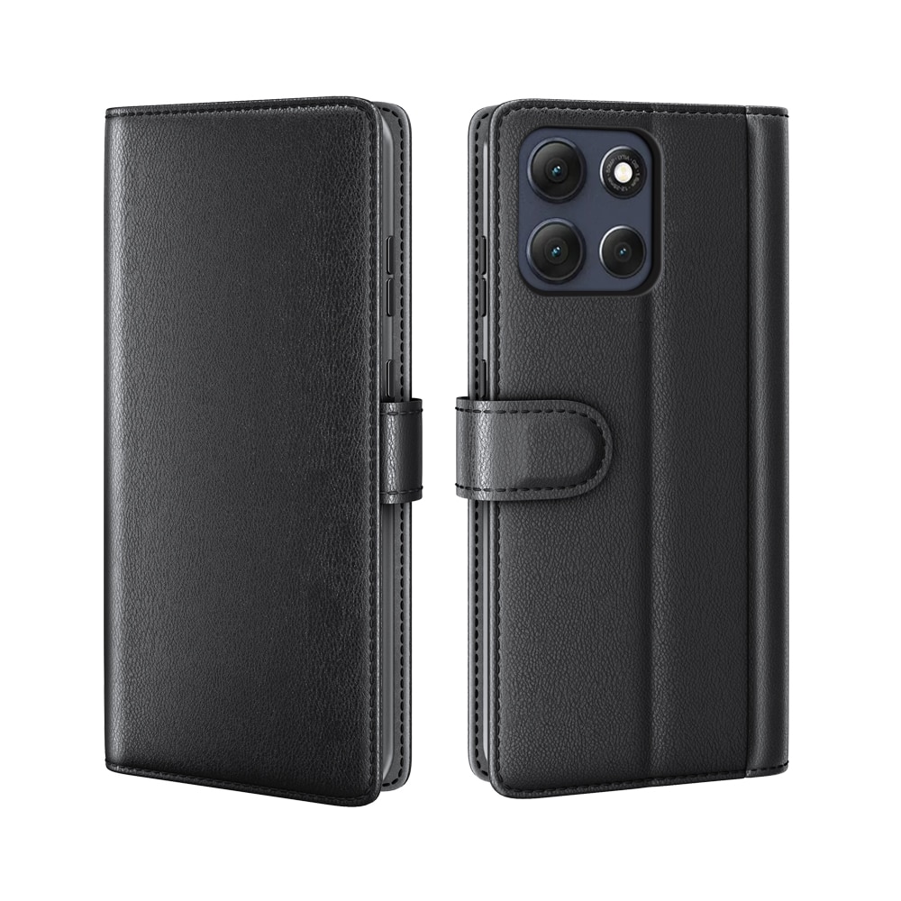 Motorola Moto G86 Echtlederhülle Schwarz