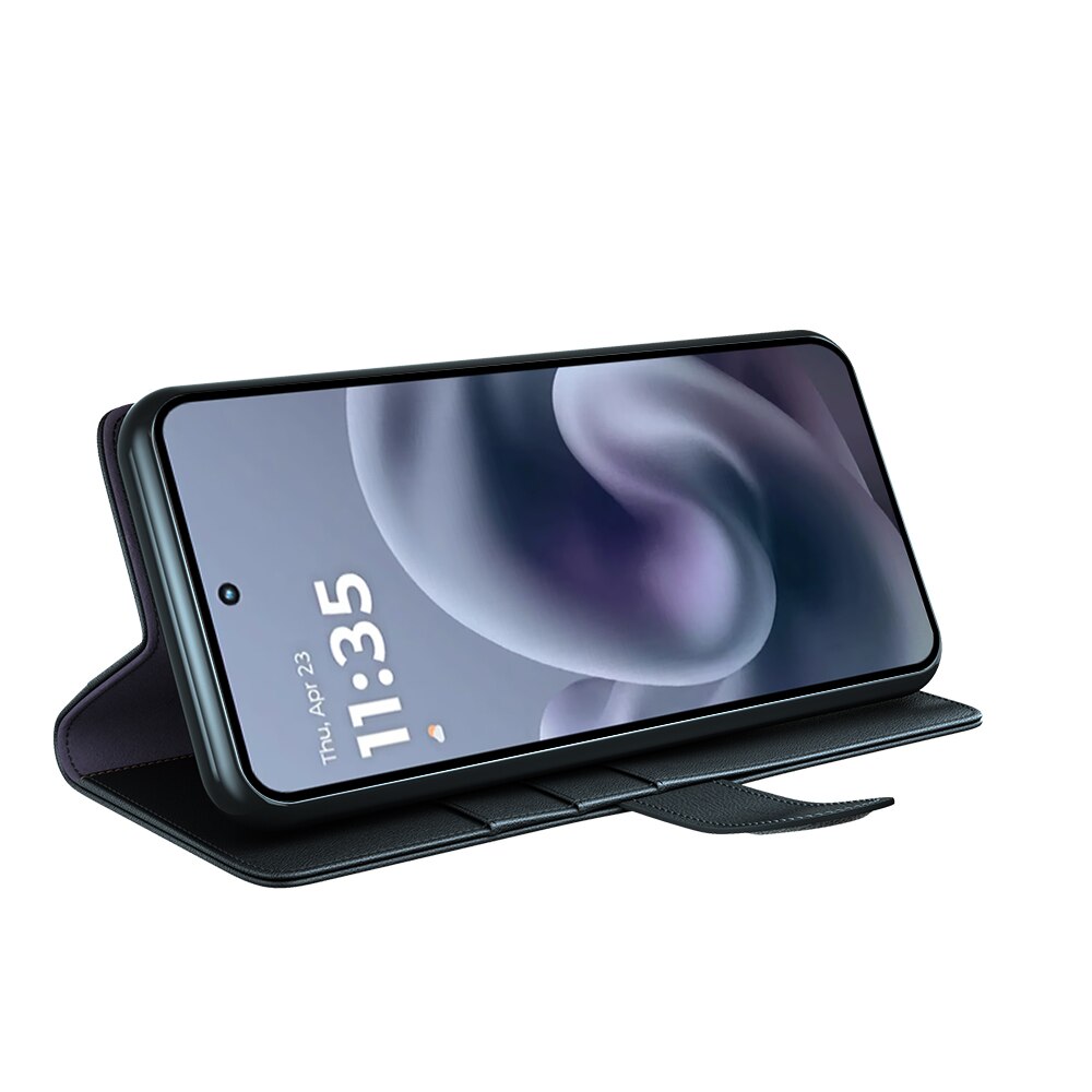 Motorola Moto G86 Echtlederhülle Schwarz