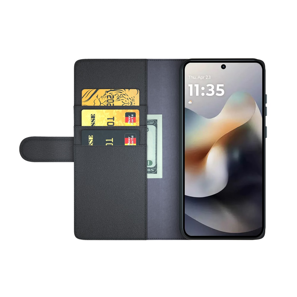 Motorola Moto G56 Echtlederhülle Schwarz
