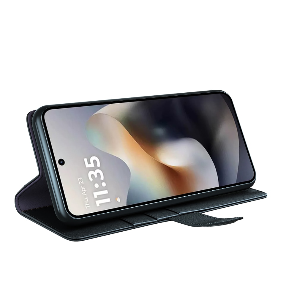 Motorola Moto G56 Echtlederhülle Schwarz
