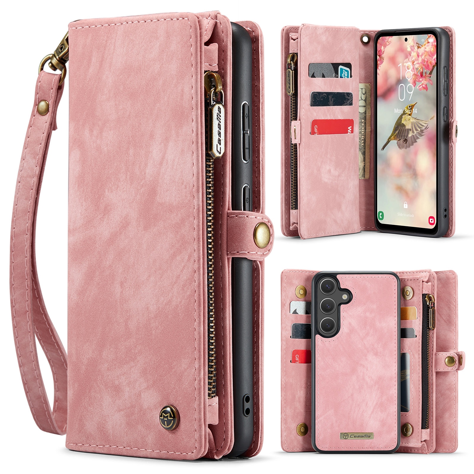 Multi-slot Portemonnaie-Hülle Samsung Galaxy S25 FE Rosa