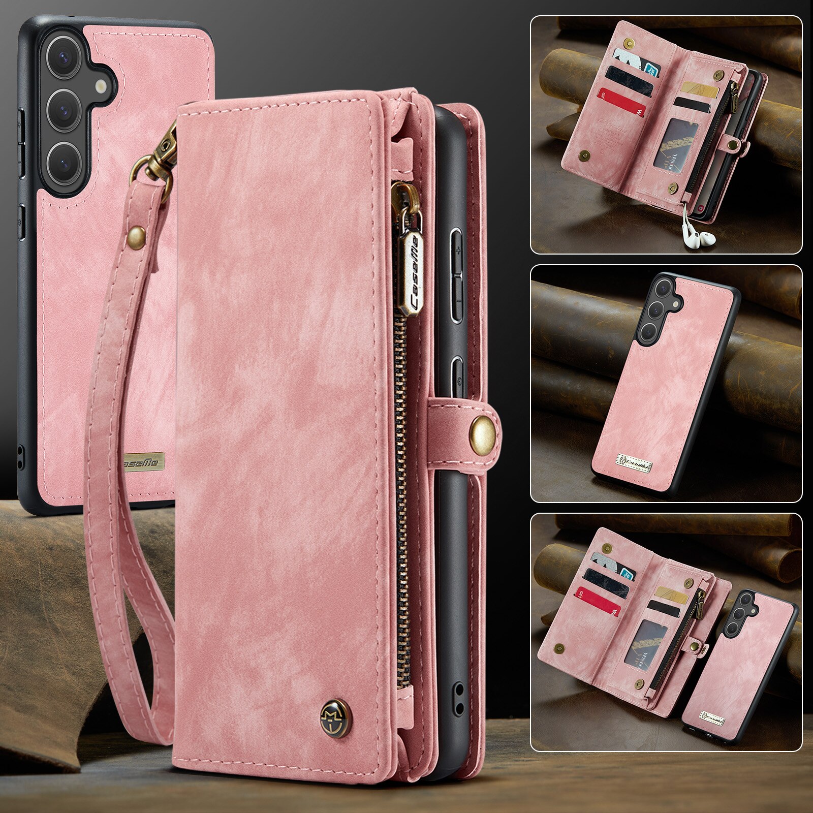 Multi-slot Portemonnaie-Hülle Samsung Galaxy S25 FE Rosa