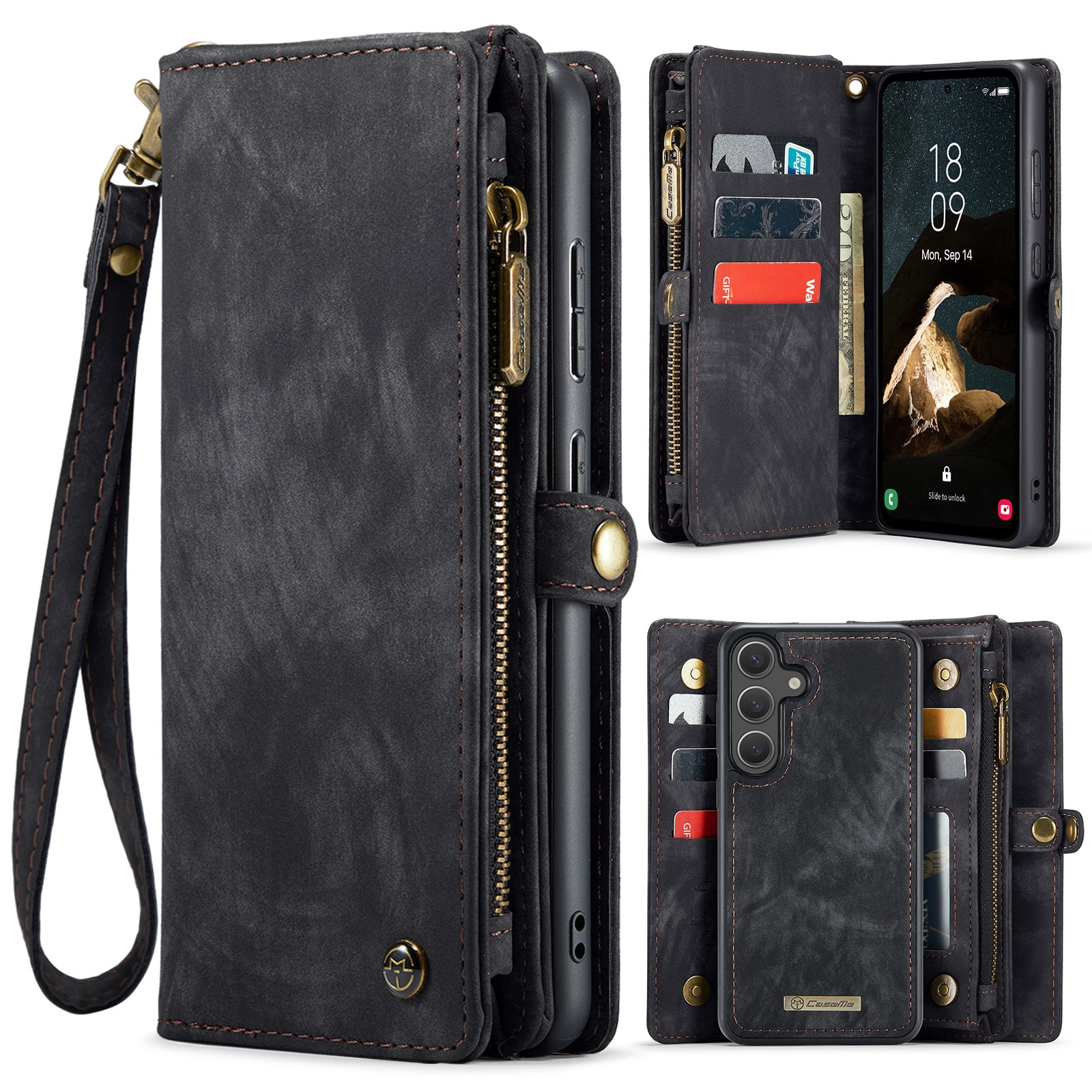 Multi-slot Portemonnaie-Hülle Samsung Galaxy S25 FE Grau