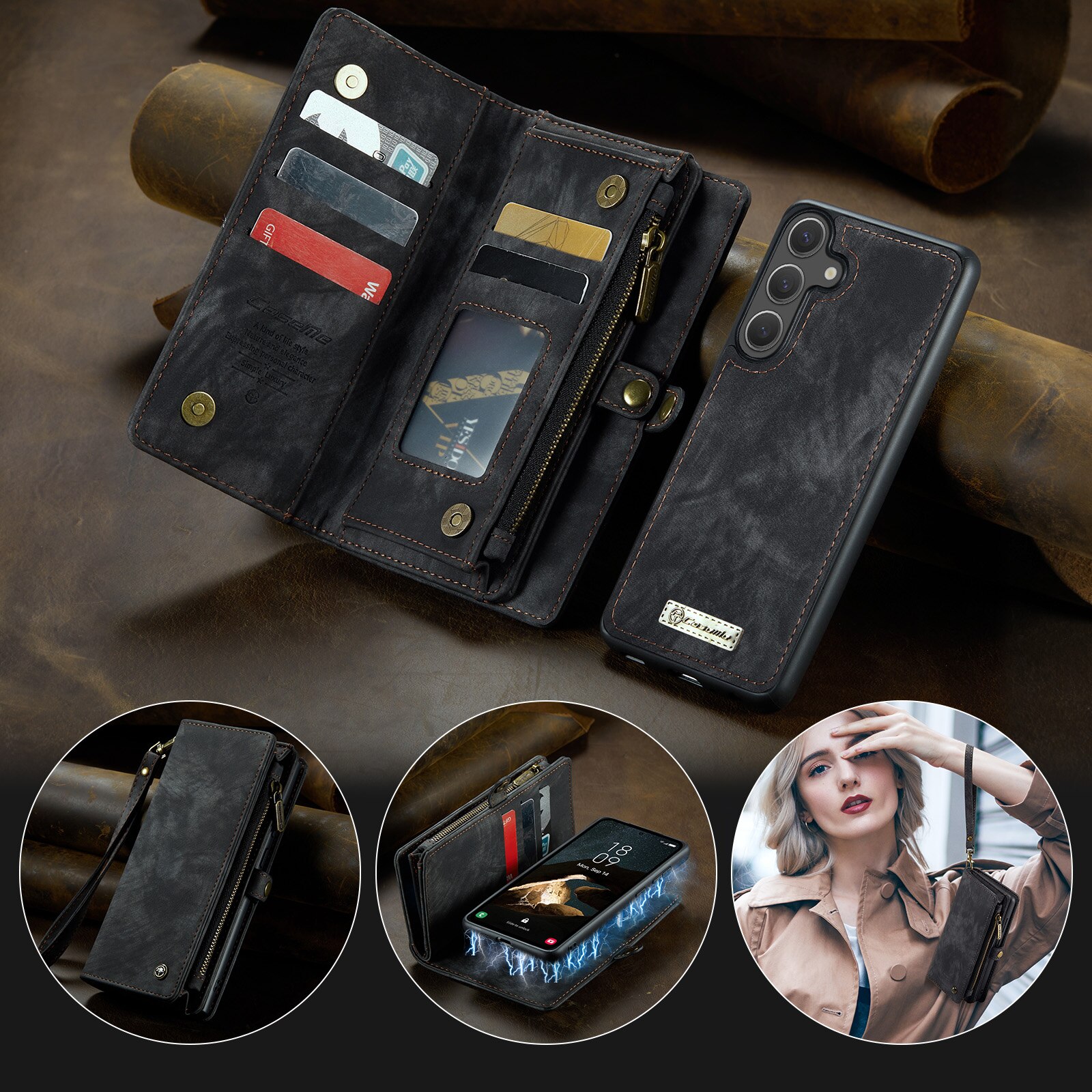 Multi-slot Portemonnaie-Hülle Samsung Galaxy S25 FE Grau