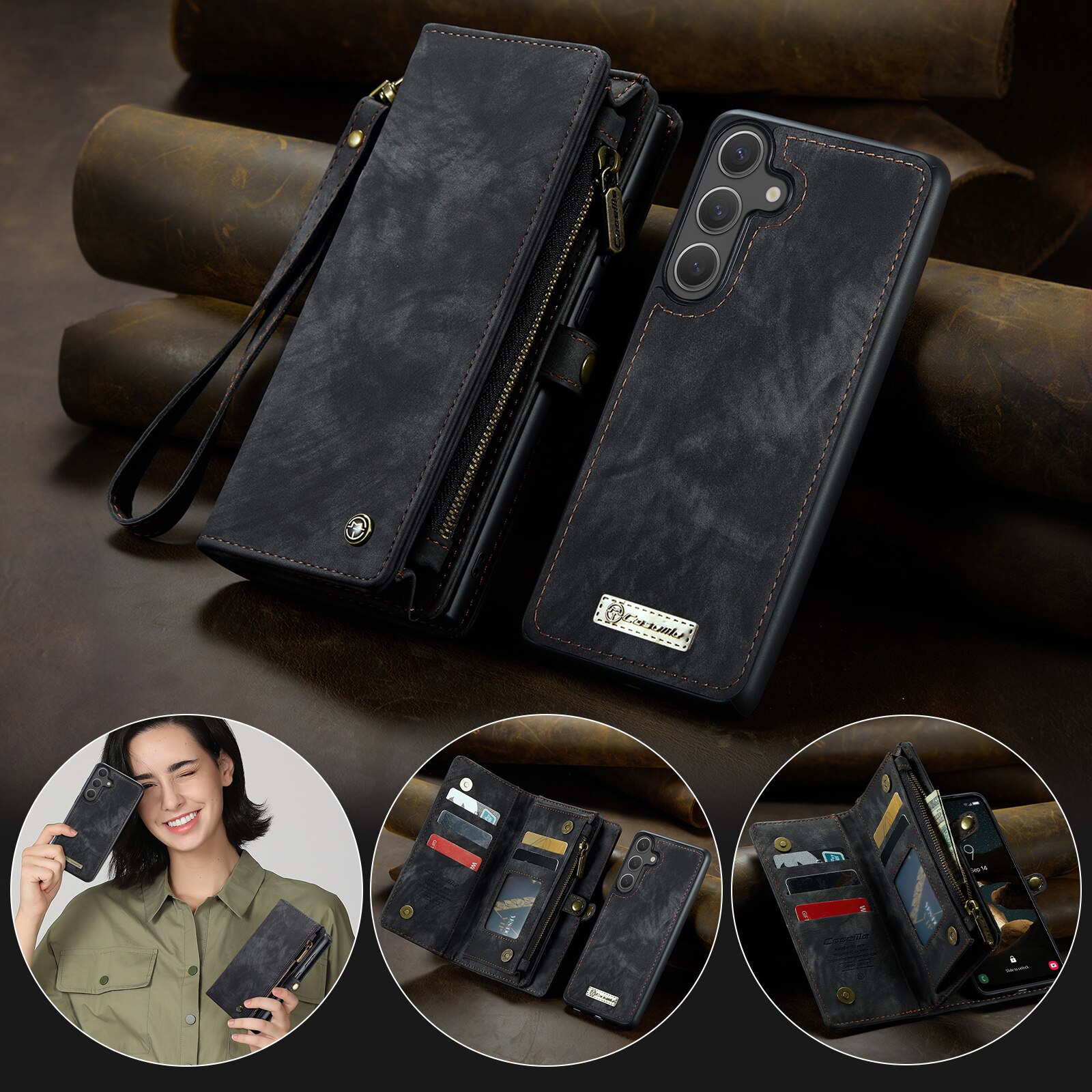 Multi-slot Portemonnaie-Hülle Samsung Galaxy S25 FE Grau