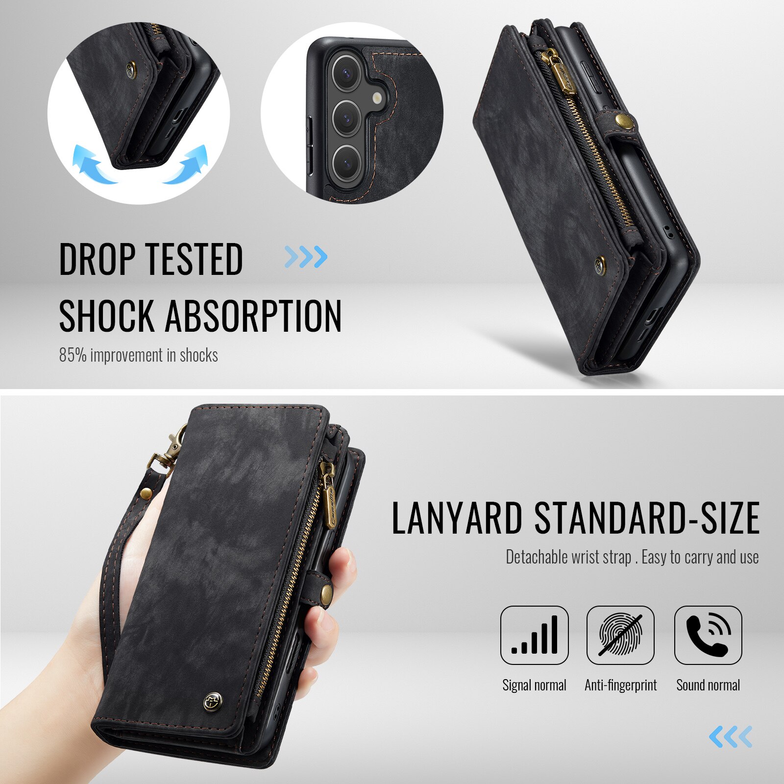 Multi-slot Portemonnaie-Hülle Samsung Galaxy S25 FE Grau