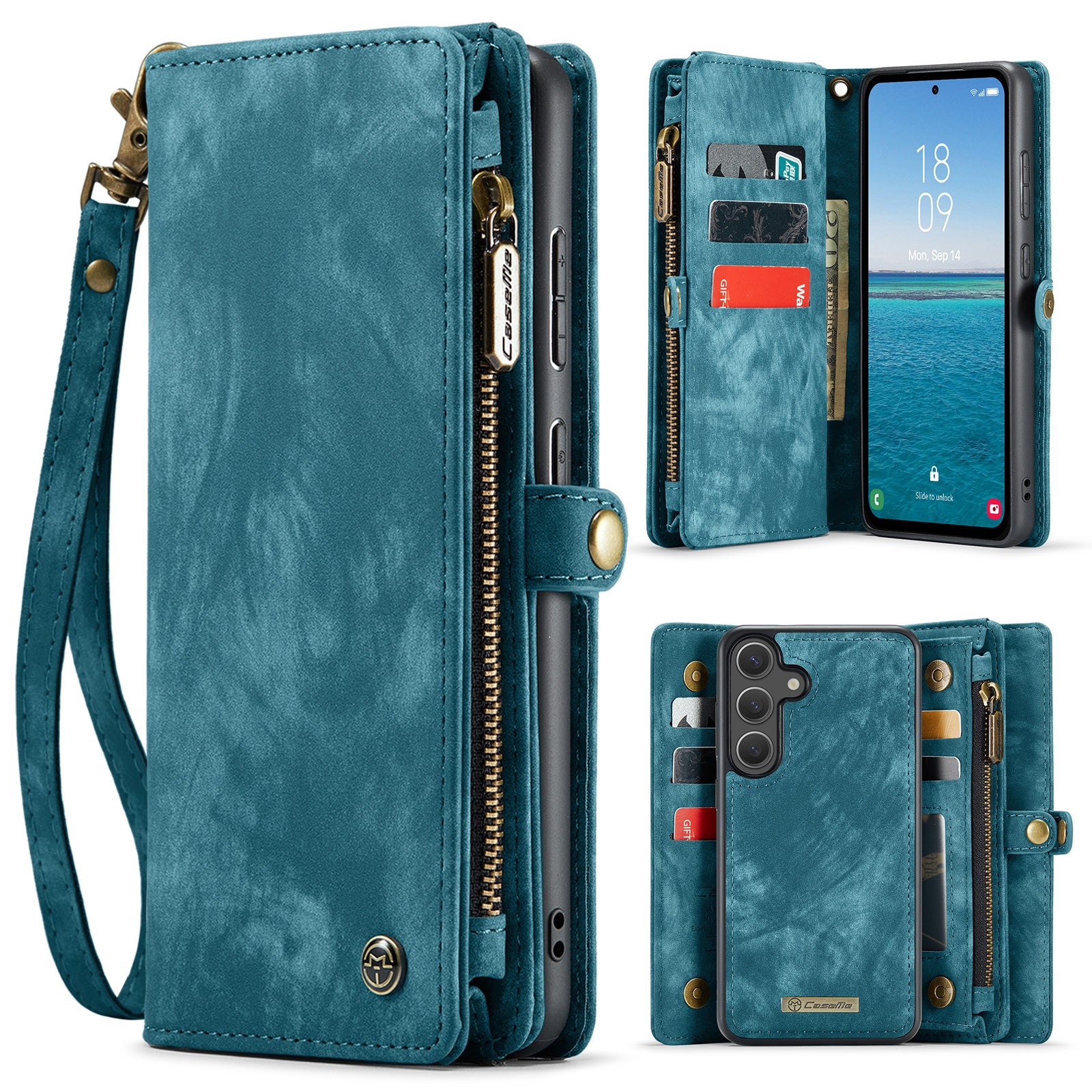 Multi-slot Portemonnaie-Hülle Samsung Galaxy S25 FE Blau