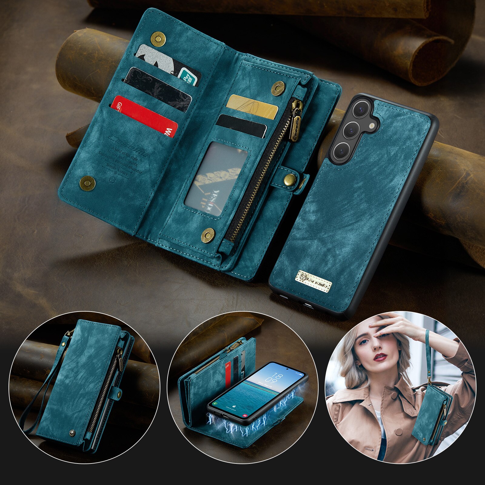 Multi-slot Portemonnaie-Hülle Samsung Galaxy S25 FE Blau