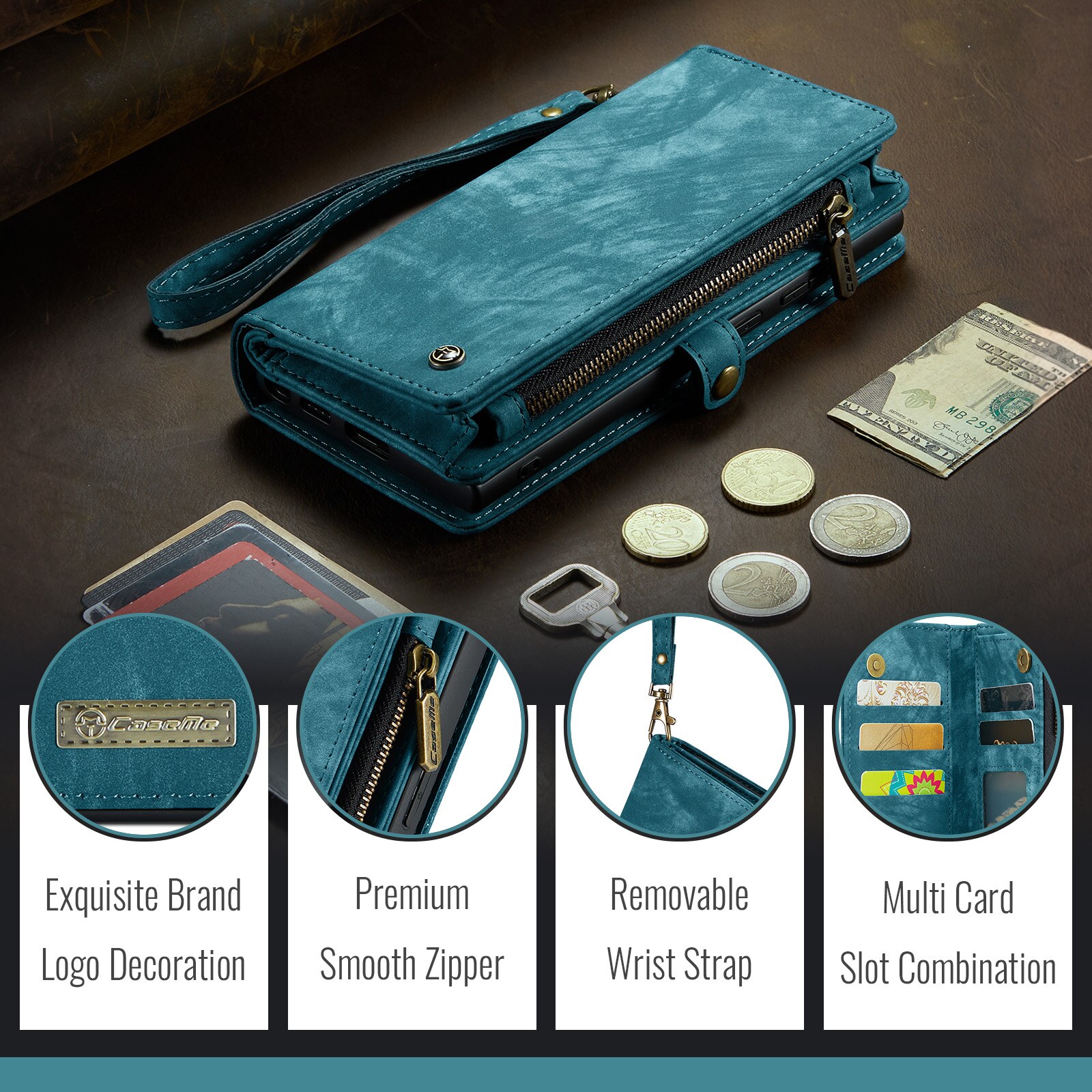 Multi-slot Portemonnaie-Hülle Samsung Galaxy S25 FE Blau