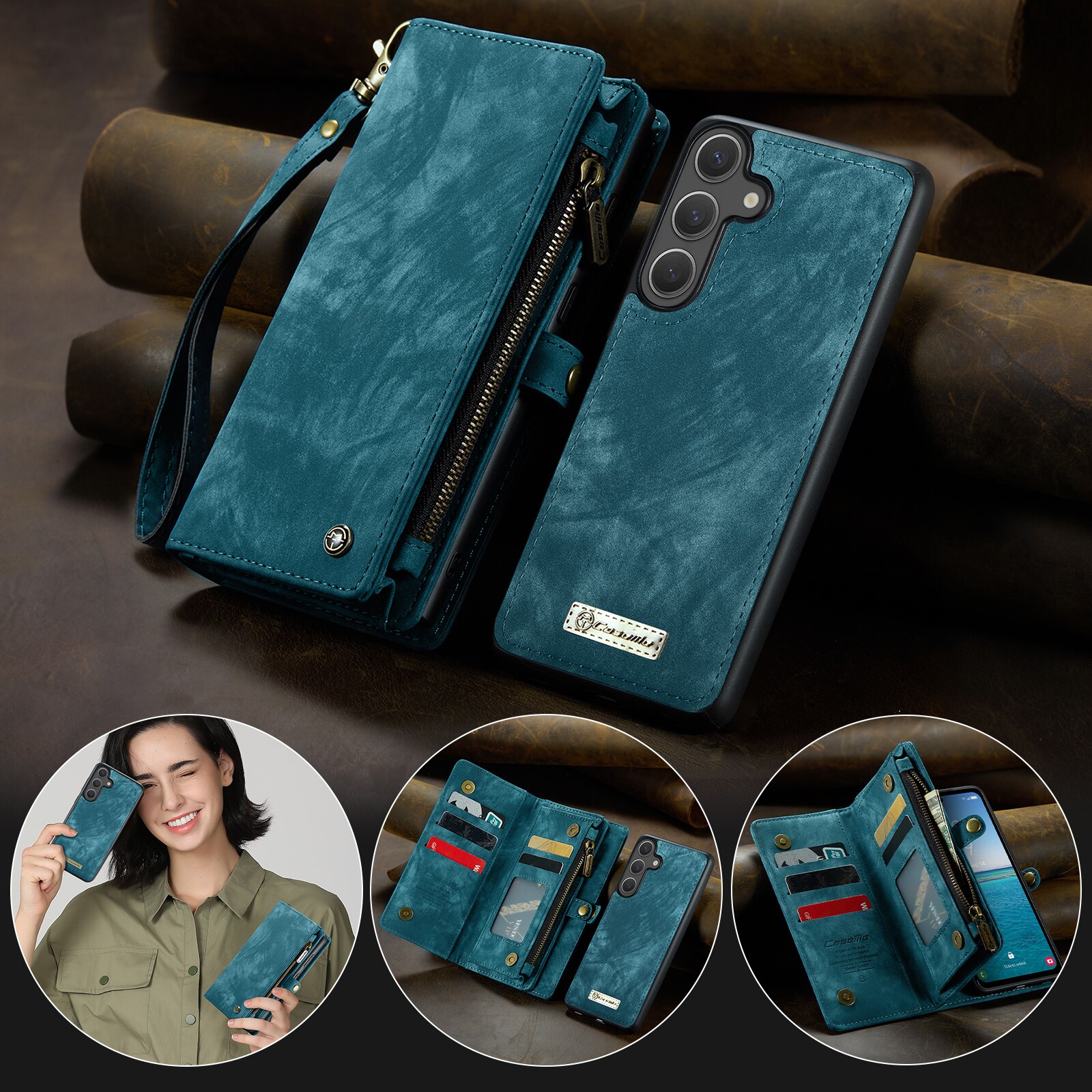 Multi-slot Portemonnaie-Hülle Samsung Galaxy S25 FE Blau