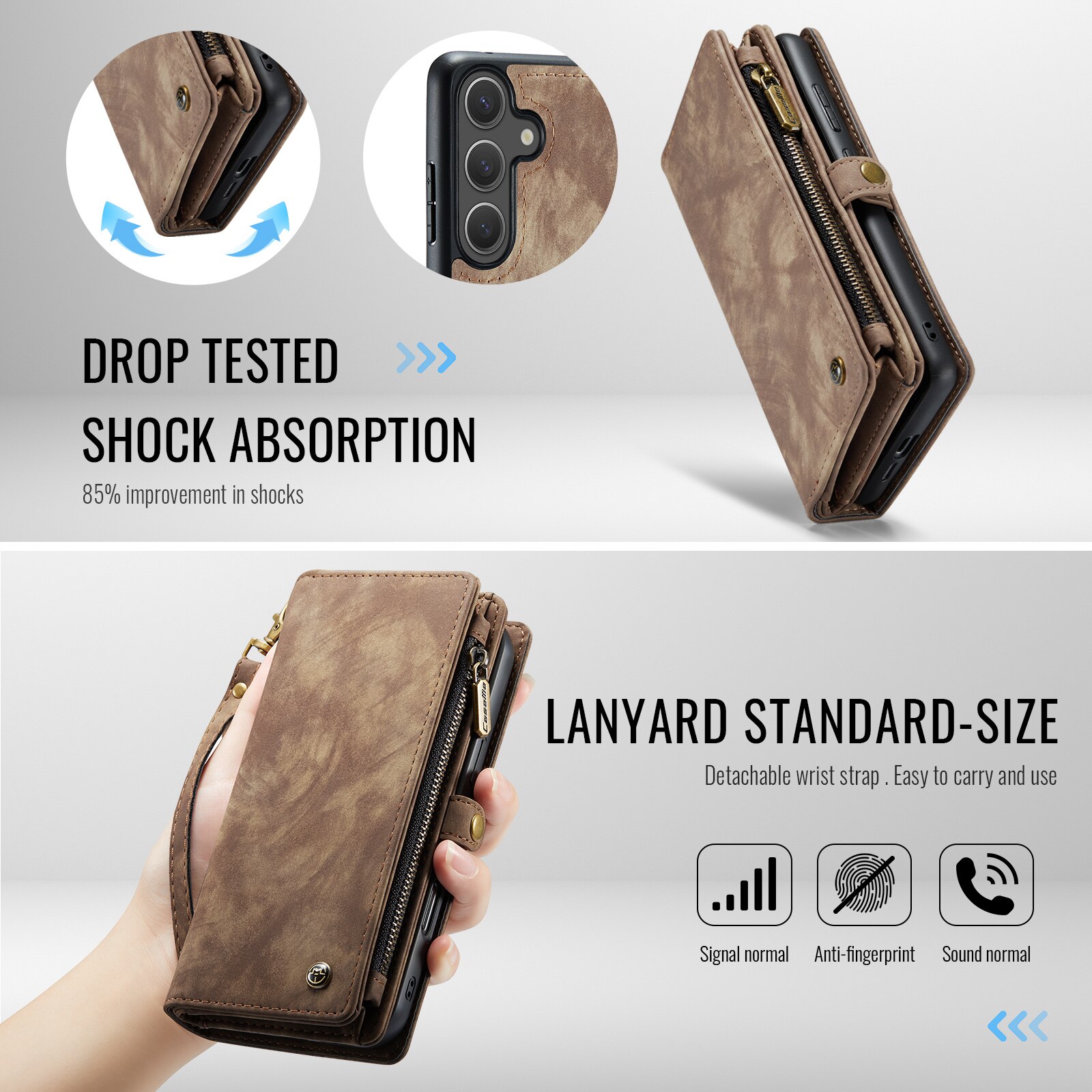 Multi-slot Portemonnaie-Hülle Samsung Galaxy S25 FE Braun
