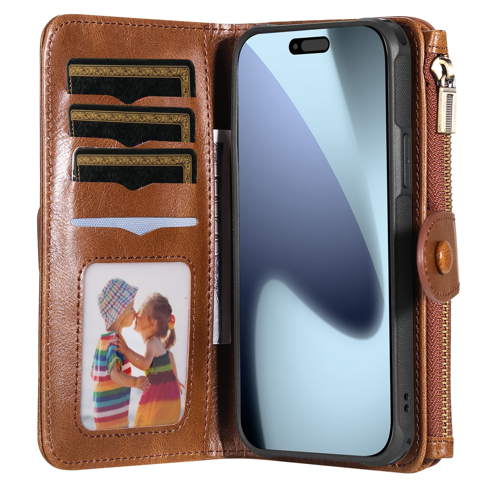 iPhone 17 Pro Max Magnet Leather Multi-Wallet Braun