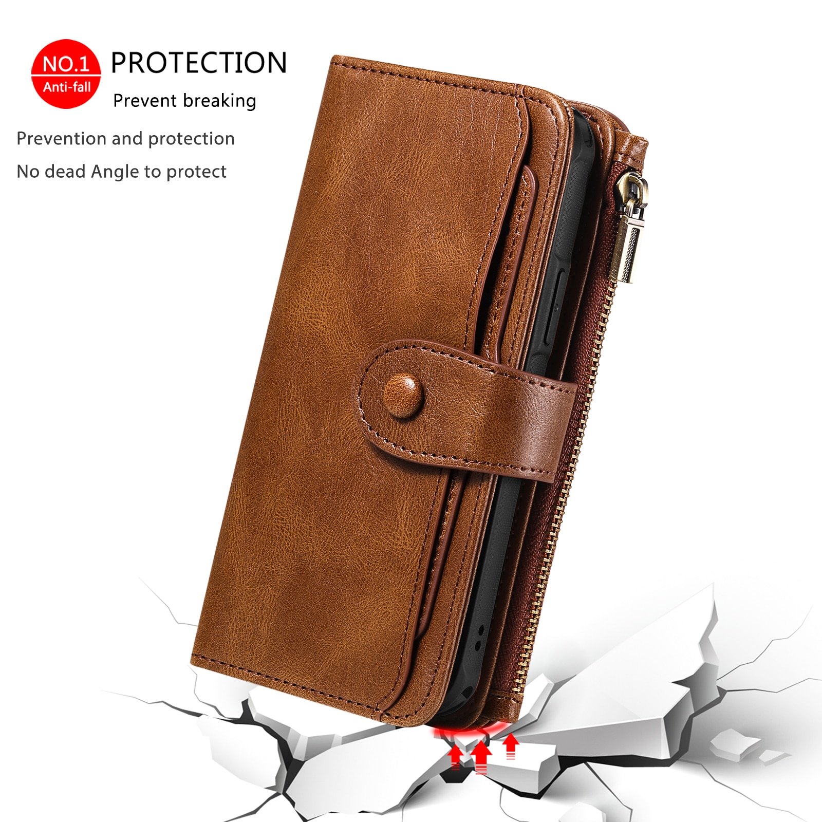 iPhone 17 Pro Max Magnet Leather Multi-Wallet Braun