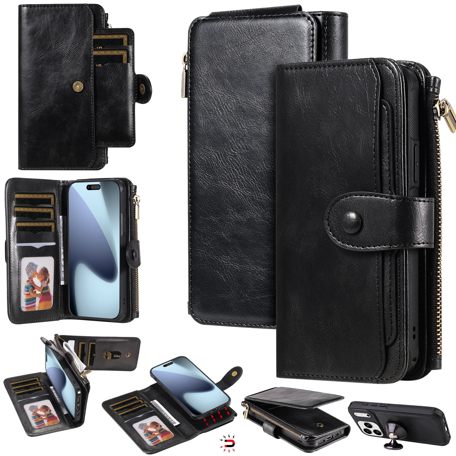iPhone 17 Pro Max Magnet Leather Multi-Wallet schwarz