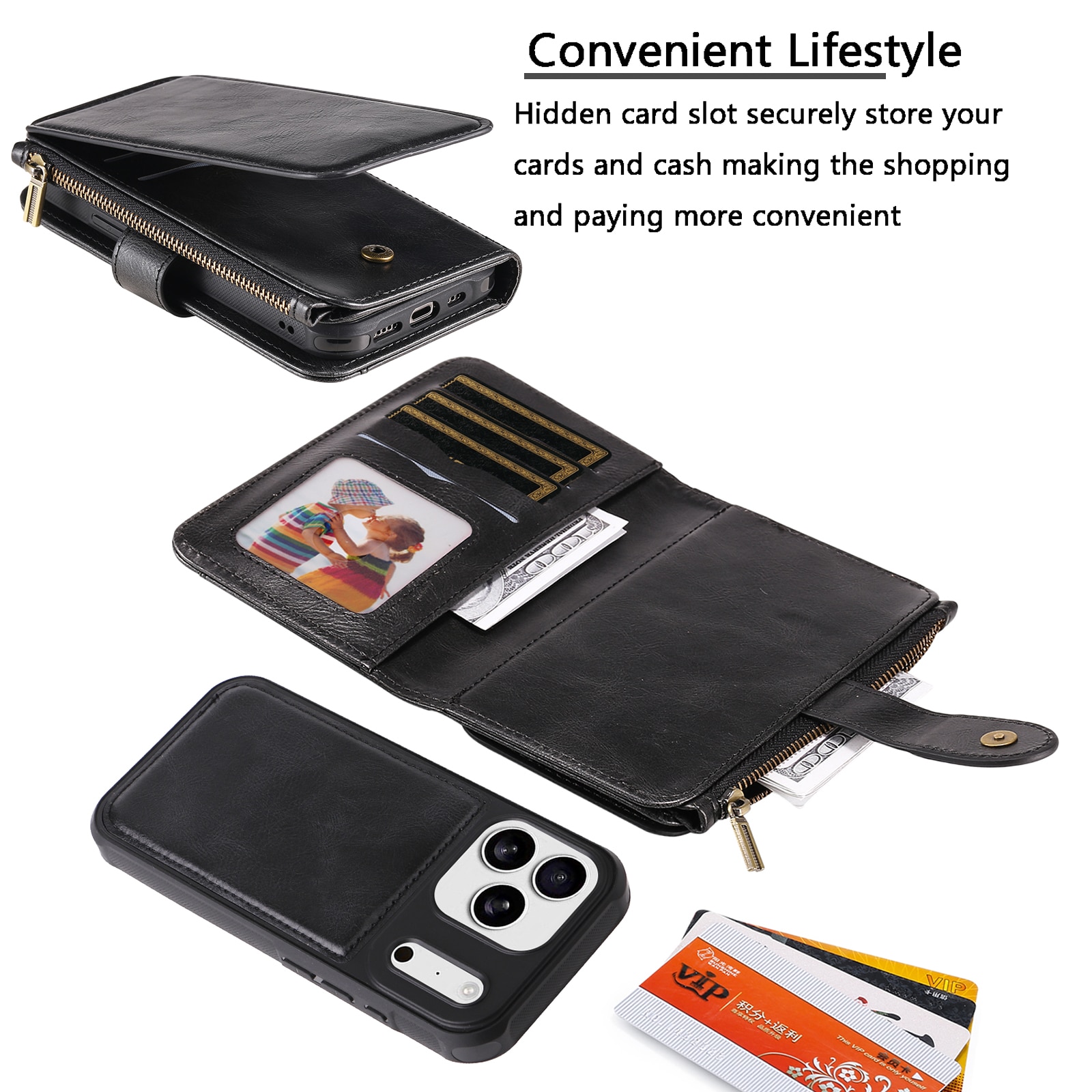 iPhone 17 Pro Max Magnet Leather Multi-Wallet schwarz