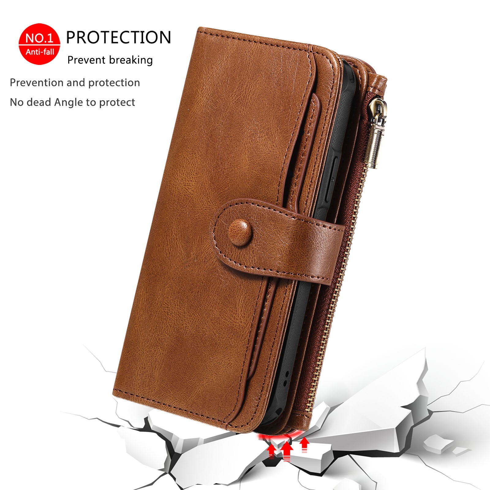iPhone 17 Magnet Leather Multi-Wallet Braun