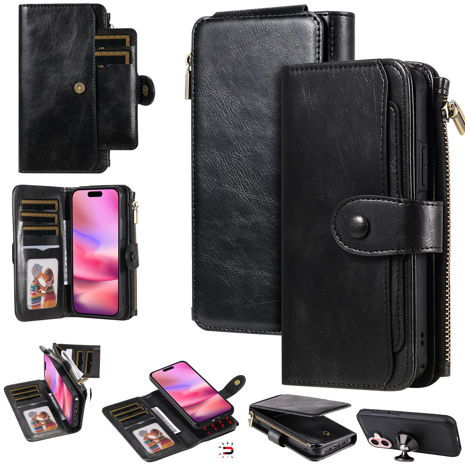 iPhone 17 Magnet Leather Multi-Wallet schwarz