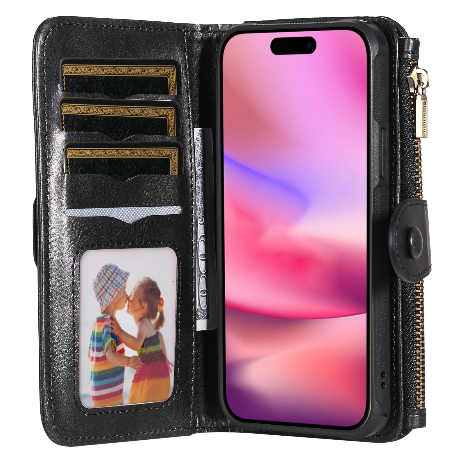 iPhone 17 Magnet Leather Multi-Wallet schwarz