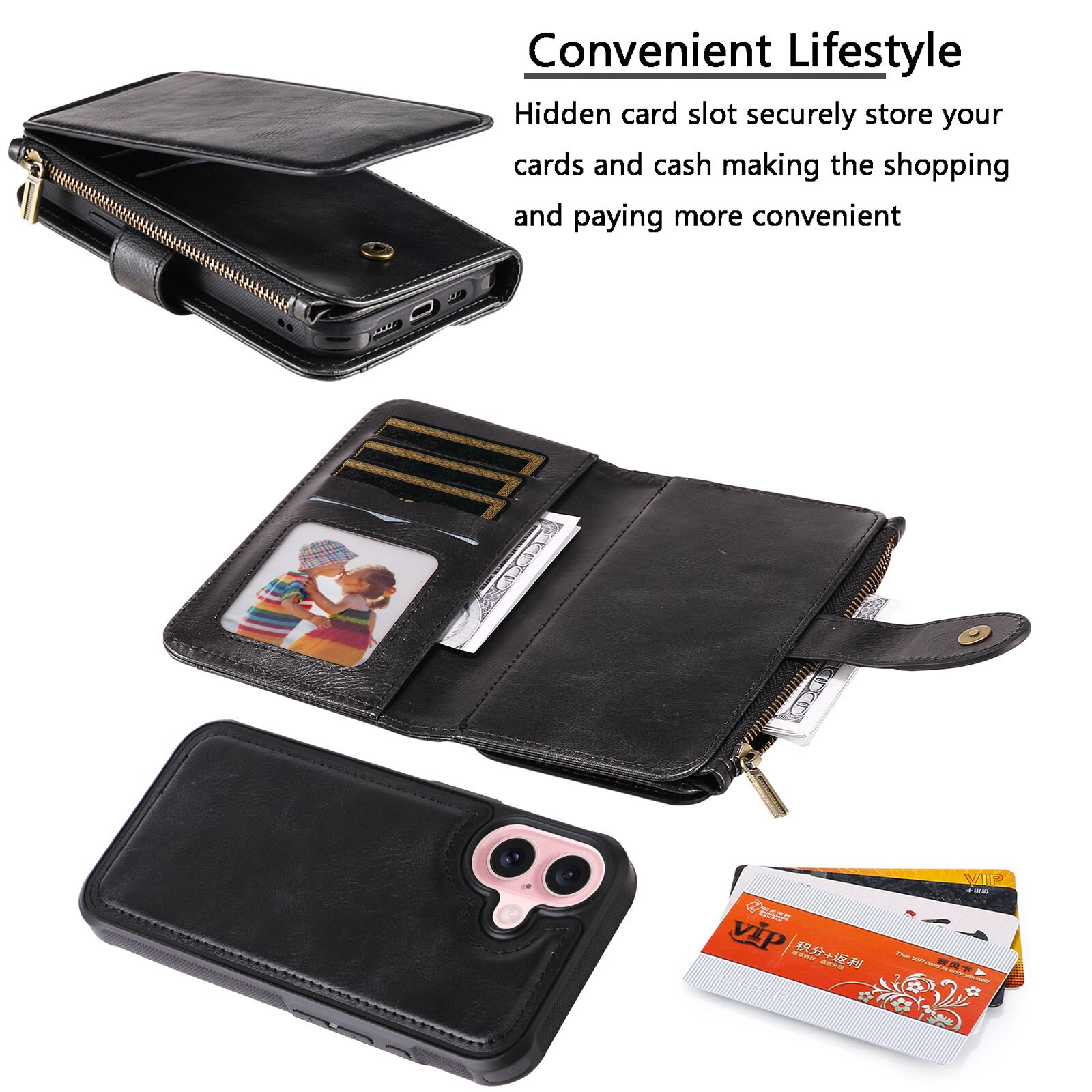 iPhone 17 Magnet Leather Multi-Wallet schwarz