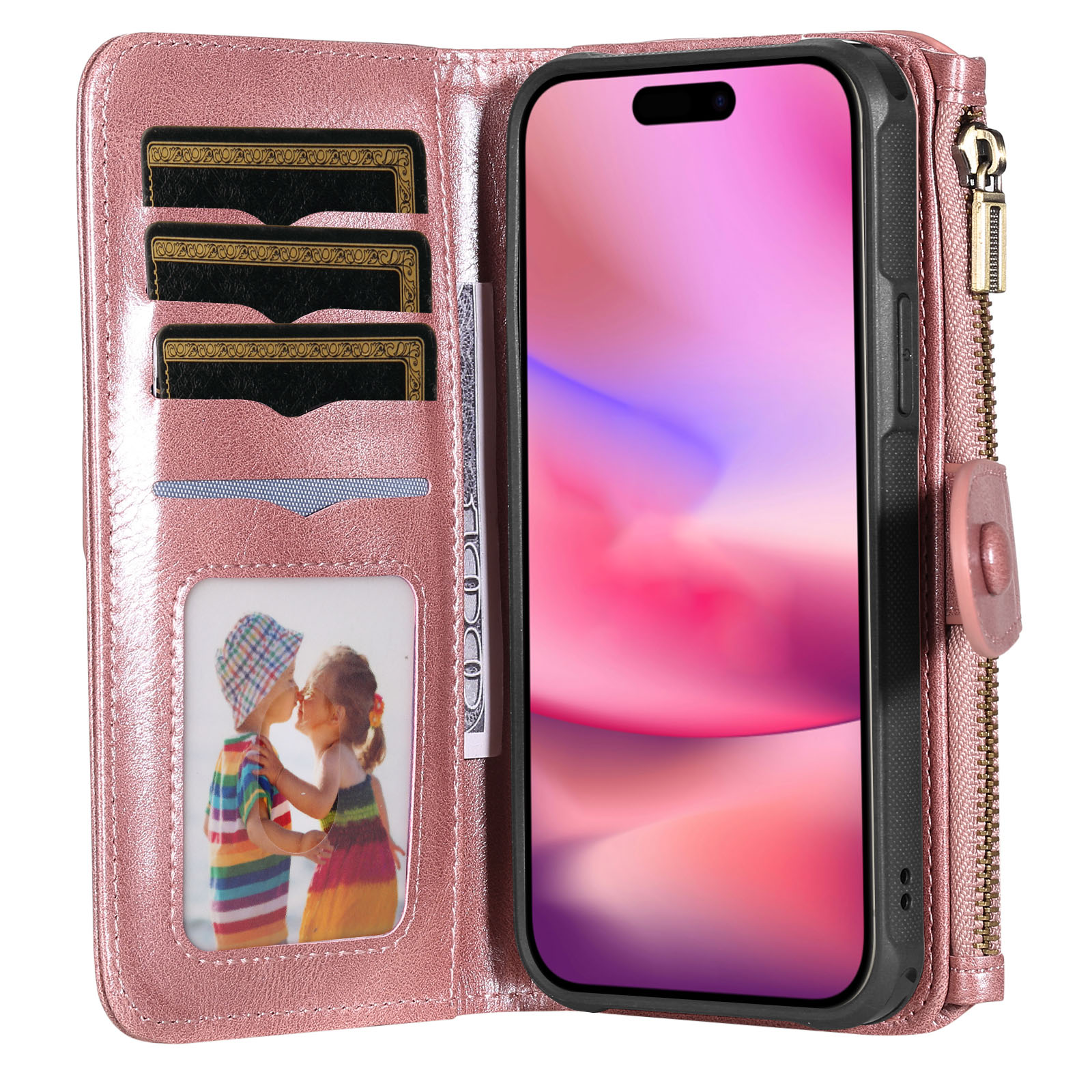 iPhone 17 Magnet Leather Multi-Wallet Rosa