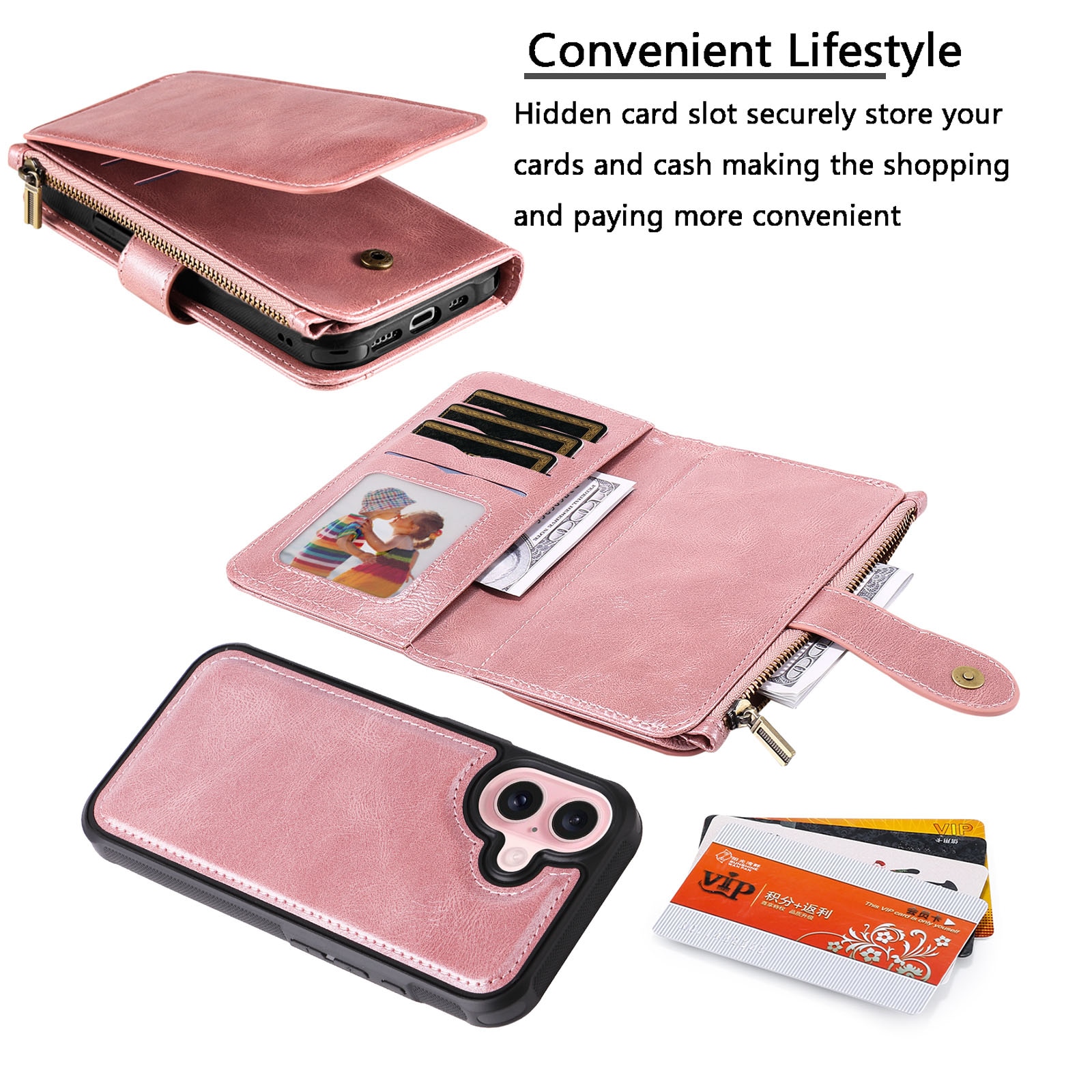 iPhone 17 Magnet Leather Multi-Wallet Rosa