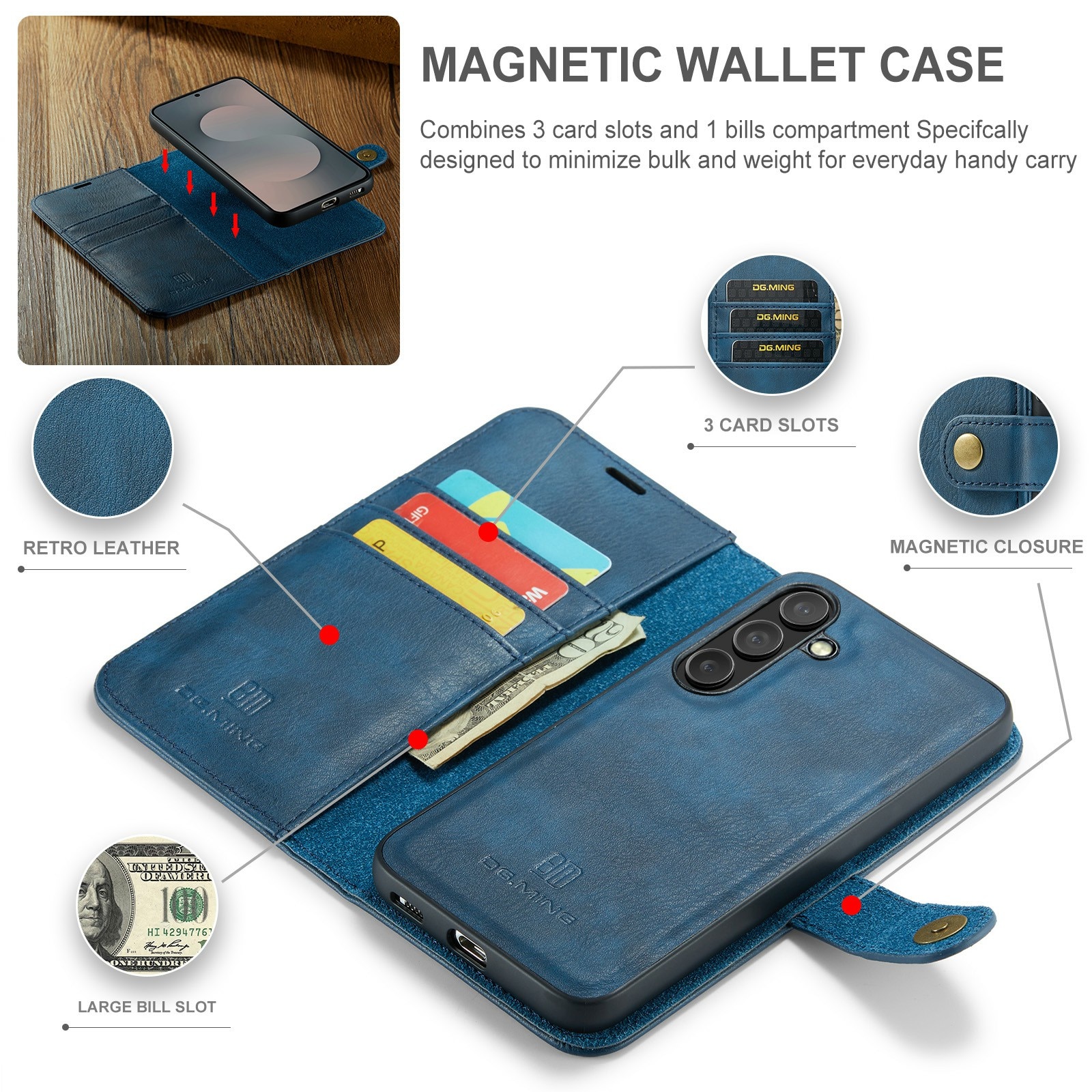 Handytasche Magnetische Samsung Galaxy S25 FE Blue