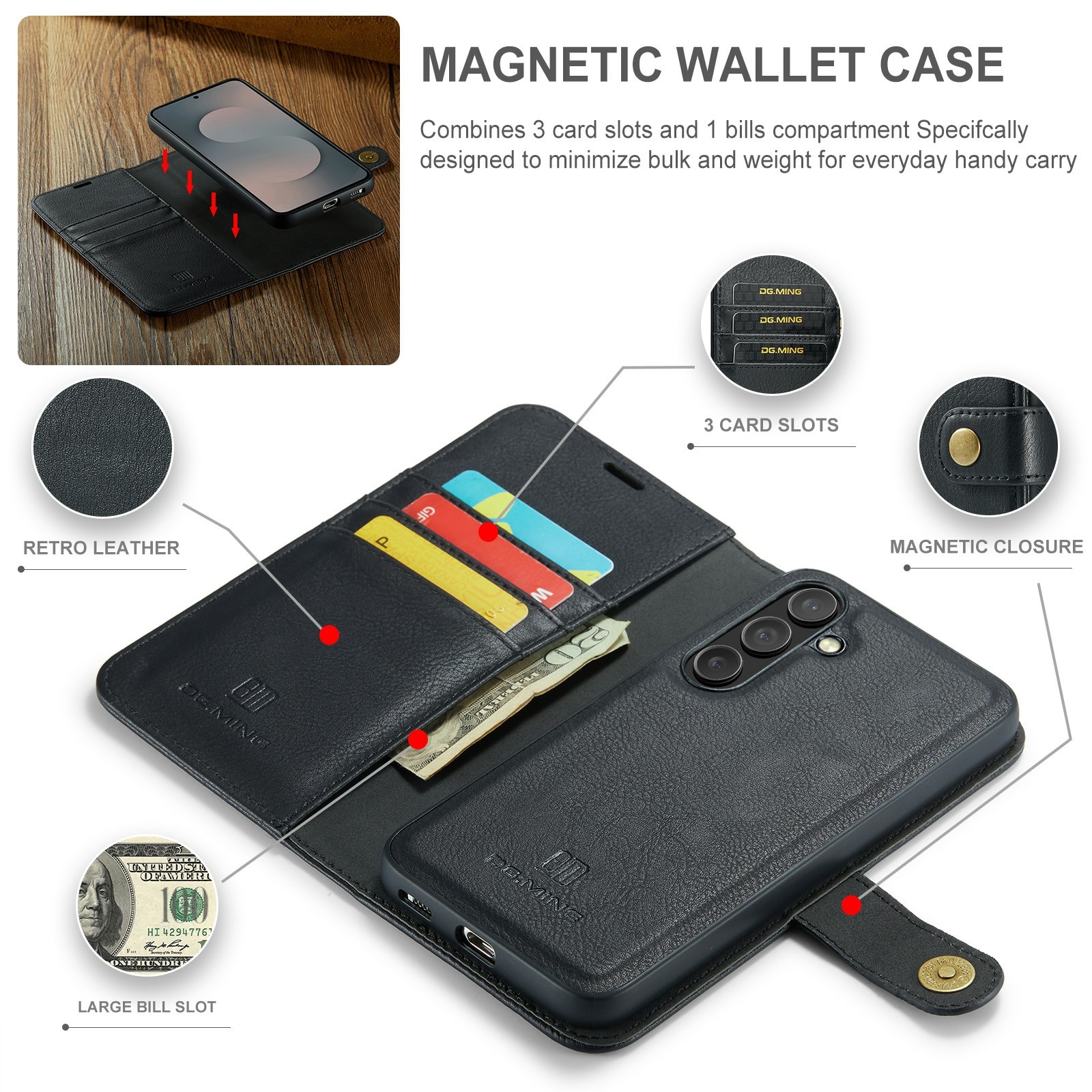 Handytasche Magnetische Samsung Galaxy S25 FE Black