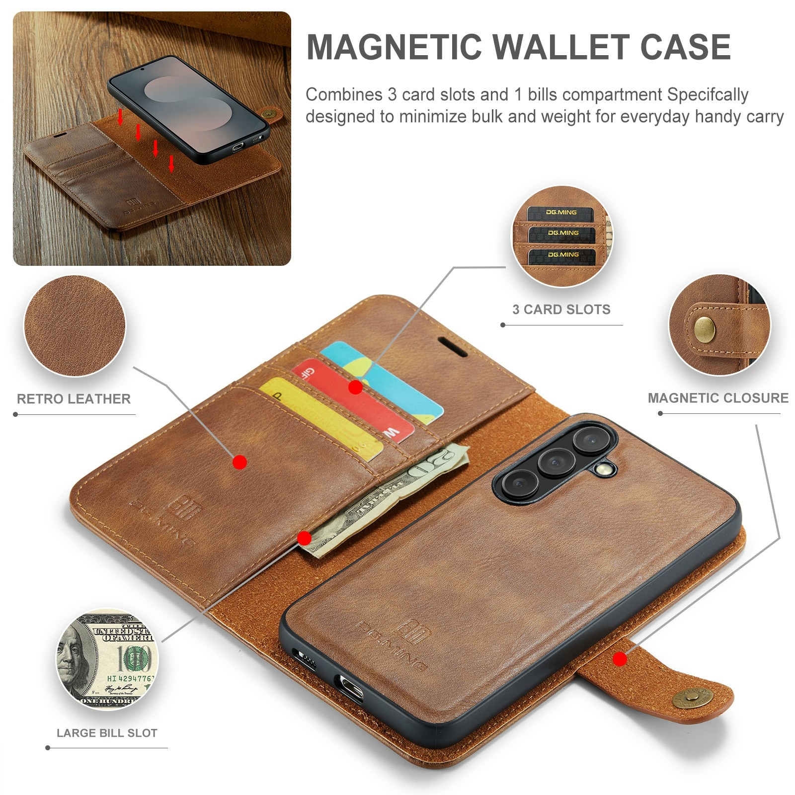 Handytasche Magnetische Samsung Galaxy S25 FE Cognac