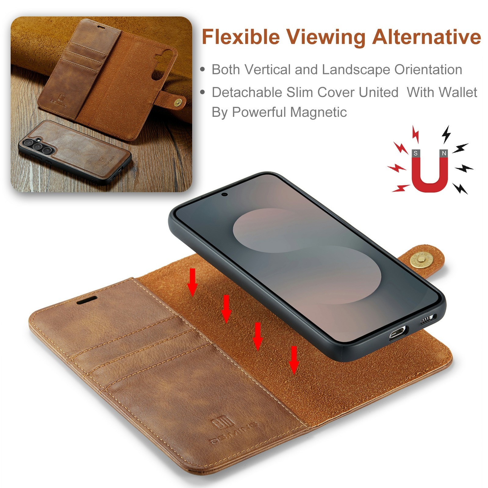 Handytasche Magnetische Samsung Galaxy S25 FE Cognac