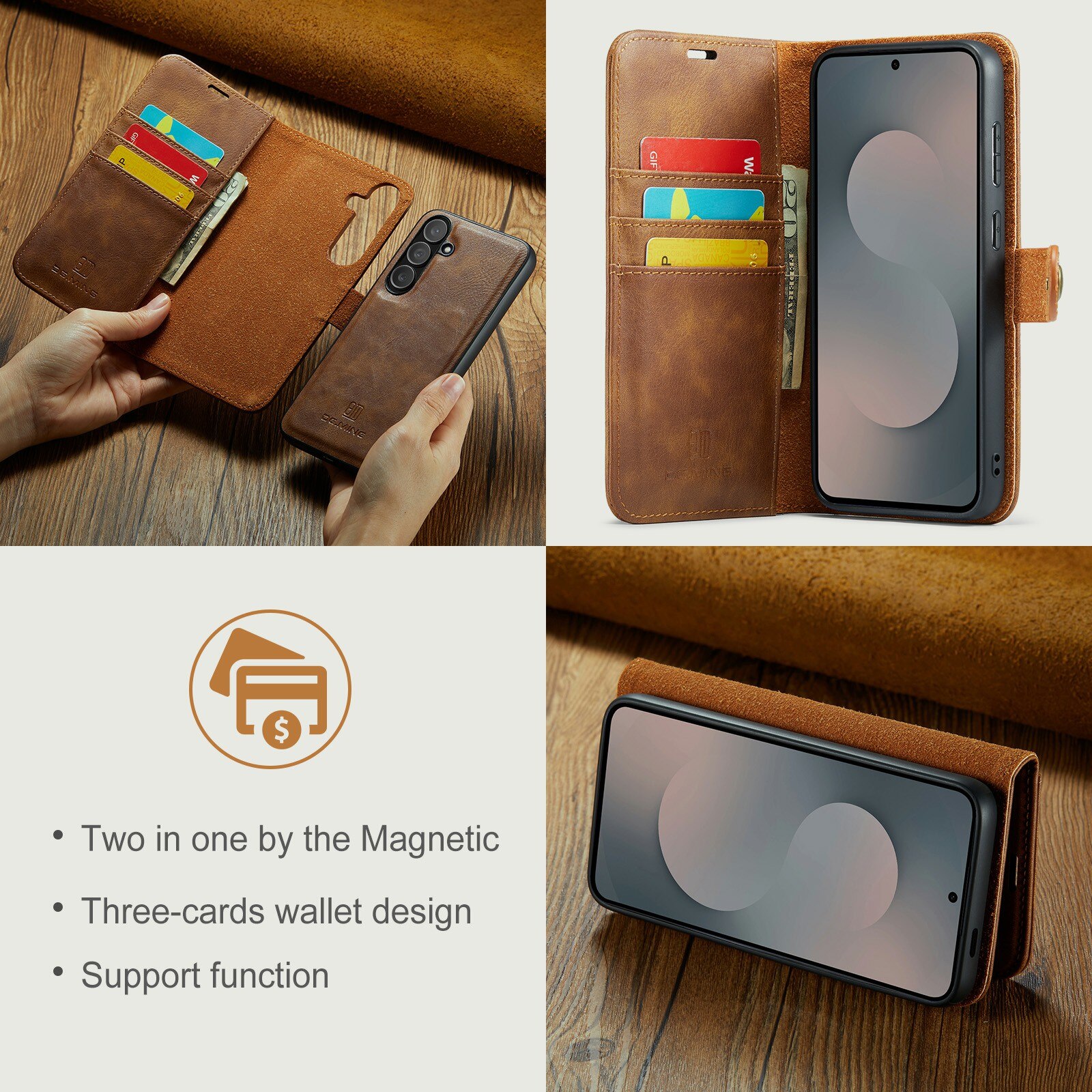Handytasche Magnetische Samsung Galaxy S25 FE Cognac