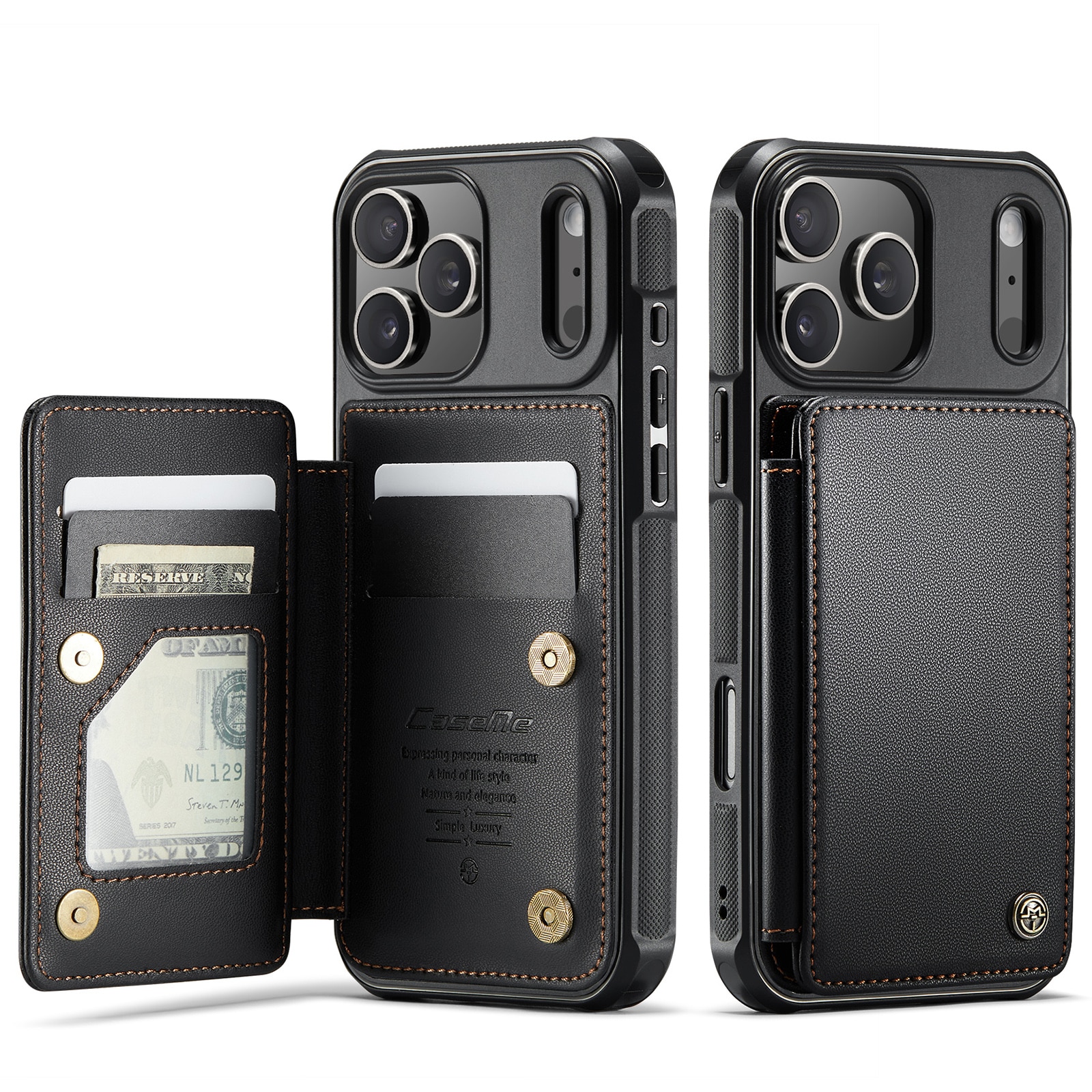 RFID-geschützte Portemonnaie-Hülle iPhone 17 Pro schwarz