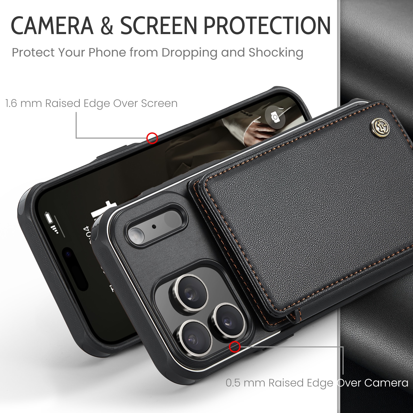 RFID-geschützte Portemonnaie-Hülle iPhone 17 Pro schwarz