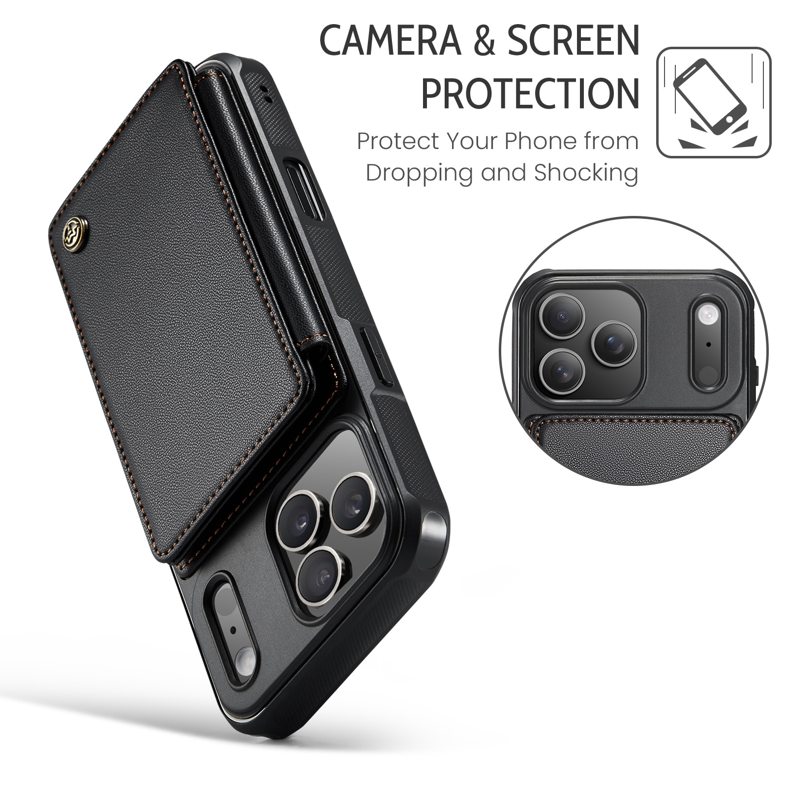 RFID-geschützte Portemonnaie-Hülle iPhone 17 Pro schwarz
