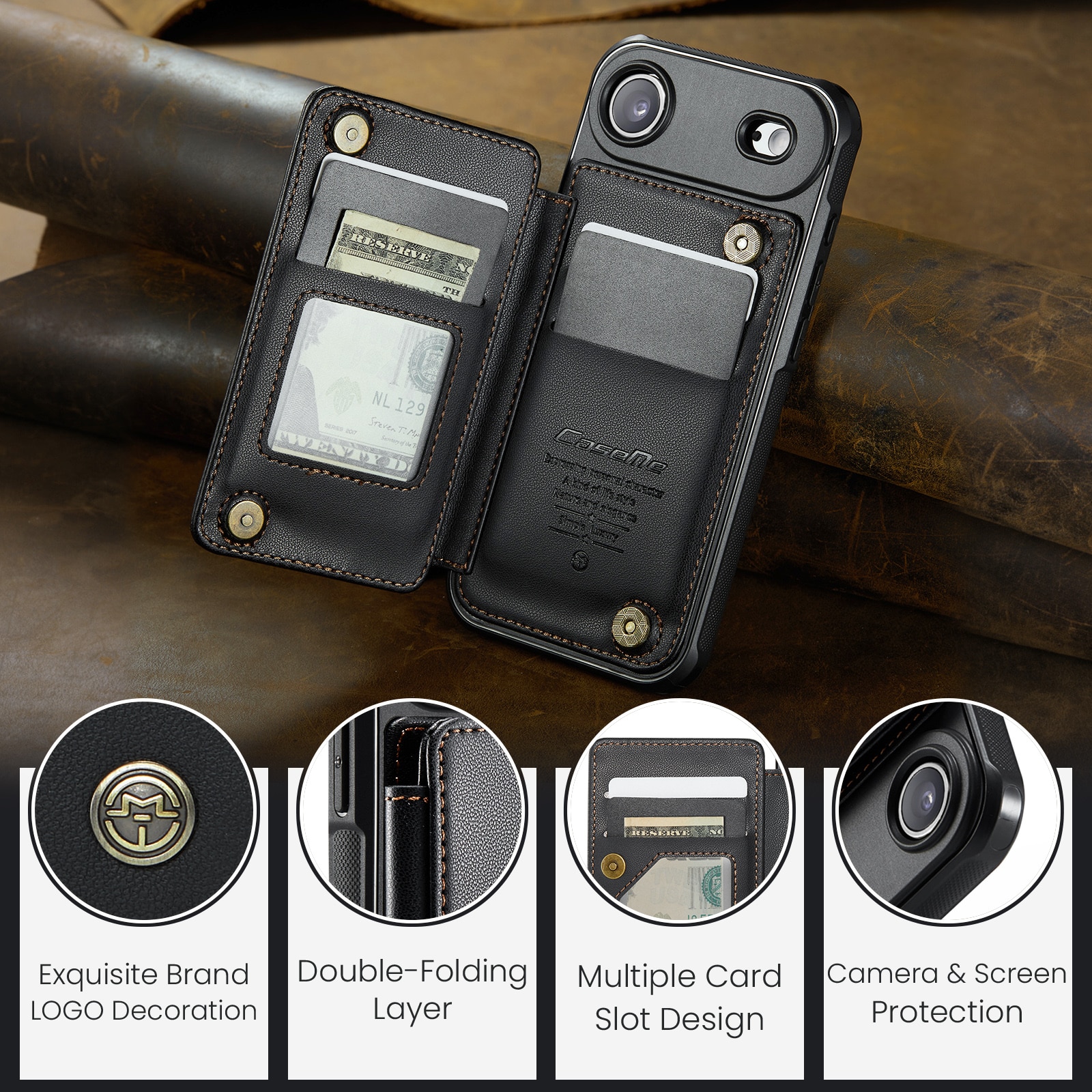 RFID-geschützte Portemonnaie-Hülle iPhone Air schwarz