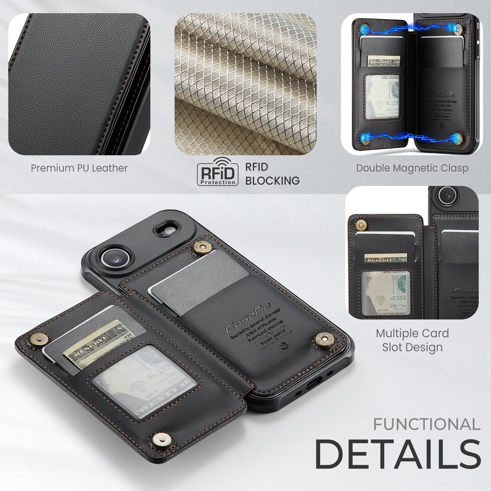 RFID-geschützte Portemonnaie-Hülle iPhone Air schwarz