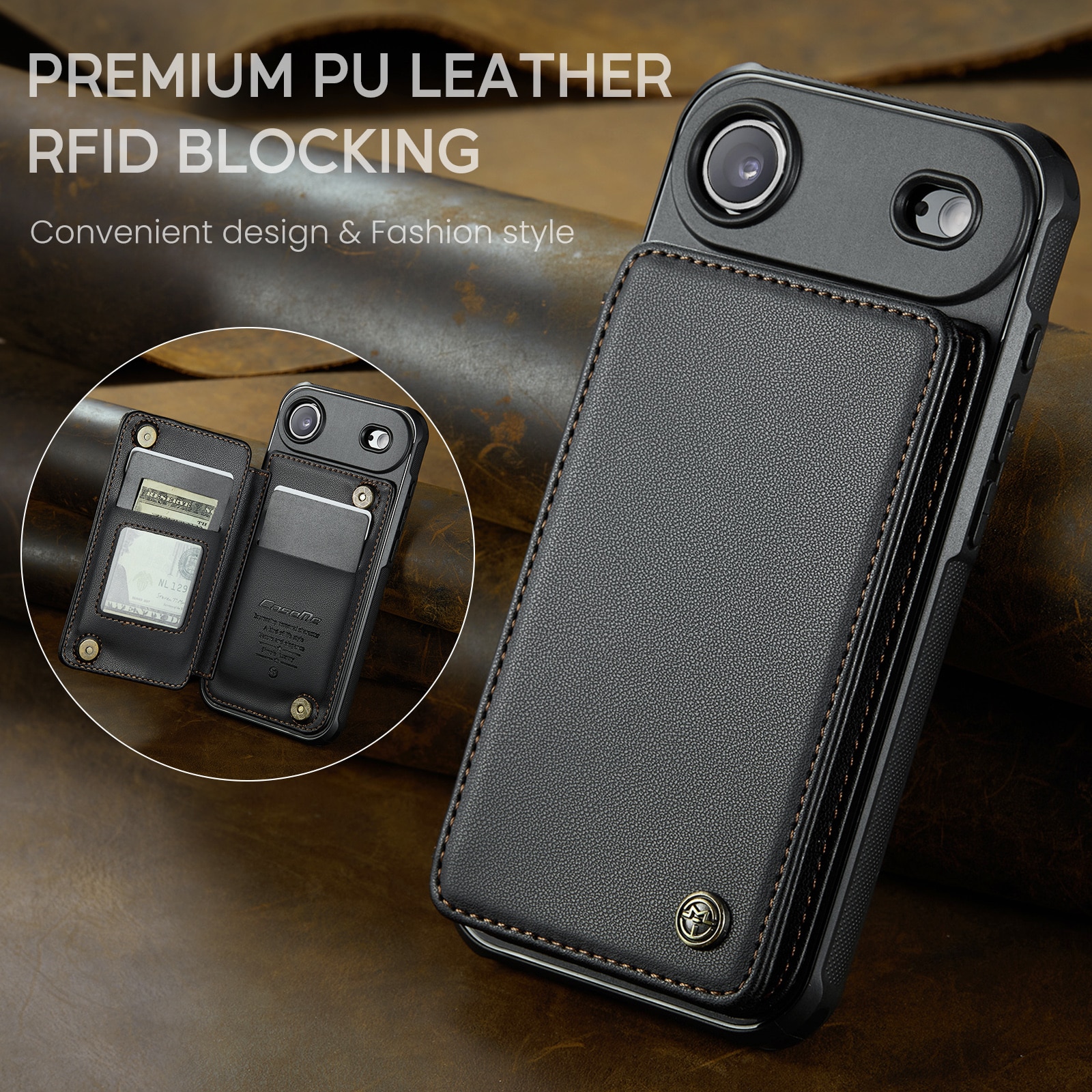 RFID-geschützte Portemonnaie-Hülle iPhone Air schwarz
