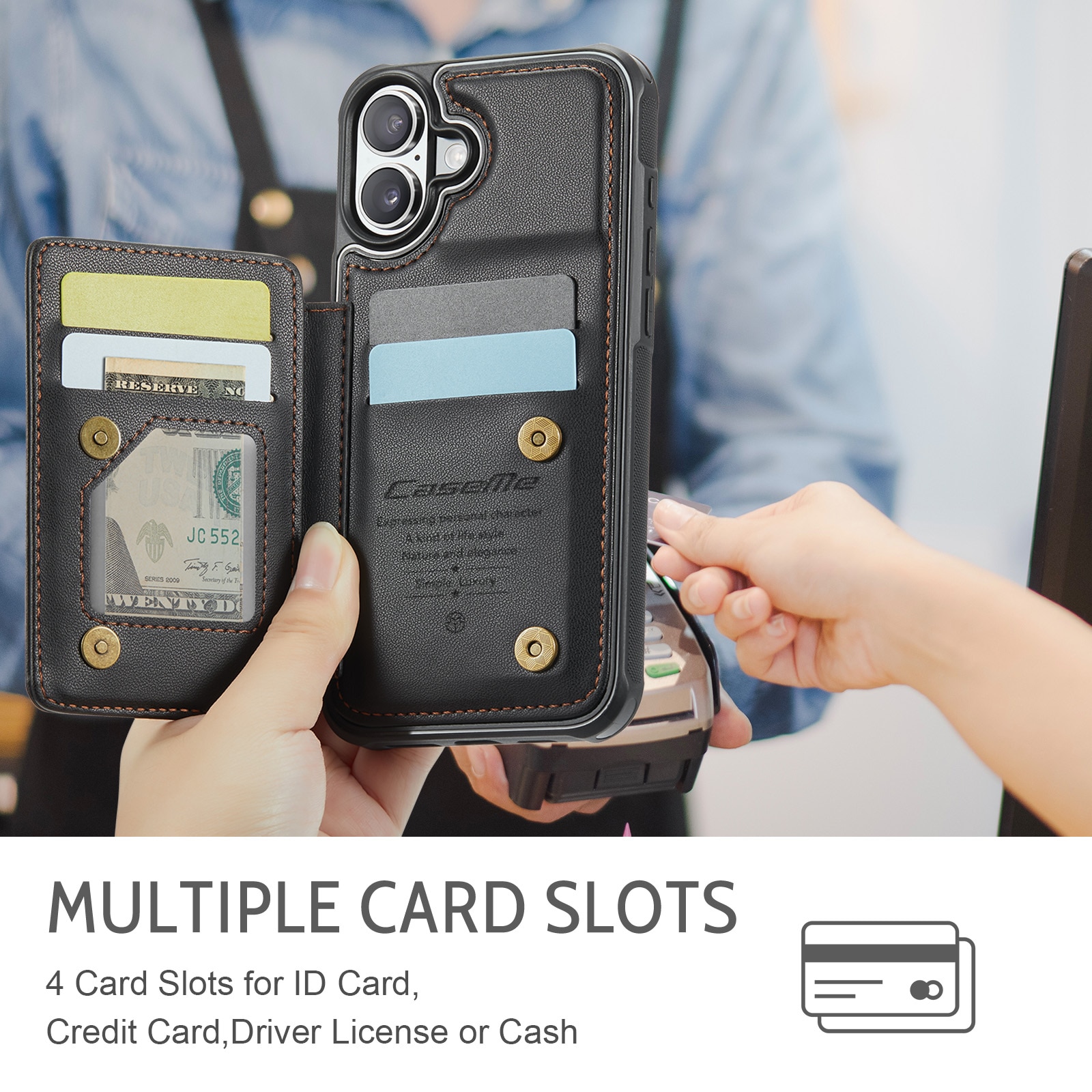RFID-geschützte Portemonnaie-Hülle iPhone 17 schwarz